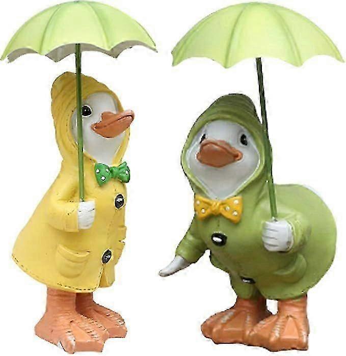 Garden Figures Duck Garden Decoration for Outdoor Use 1 Pair Duck Holding Umbrella Duck Shape Garden Figures Garden Statue Animal Figure