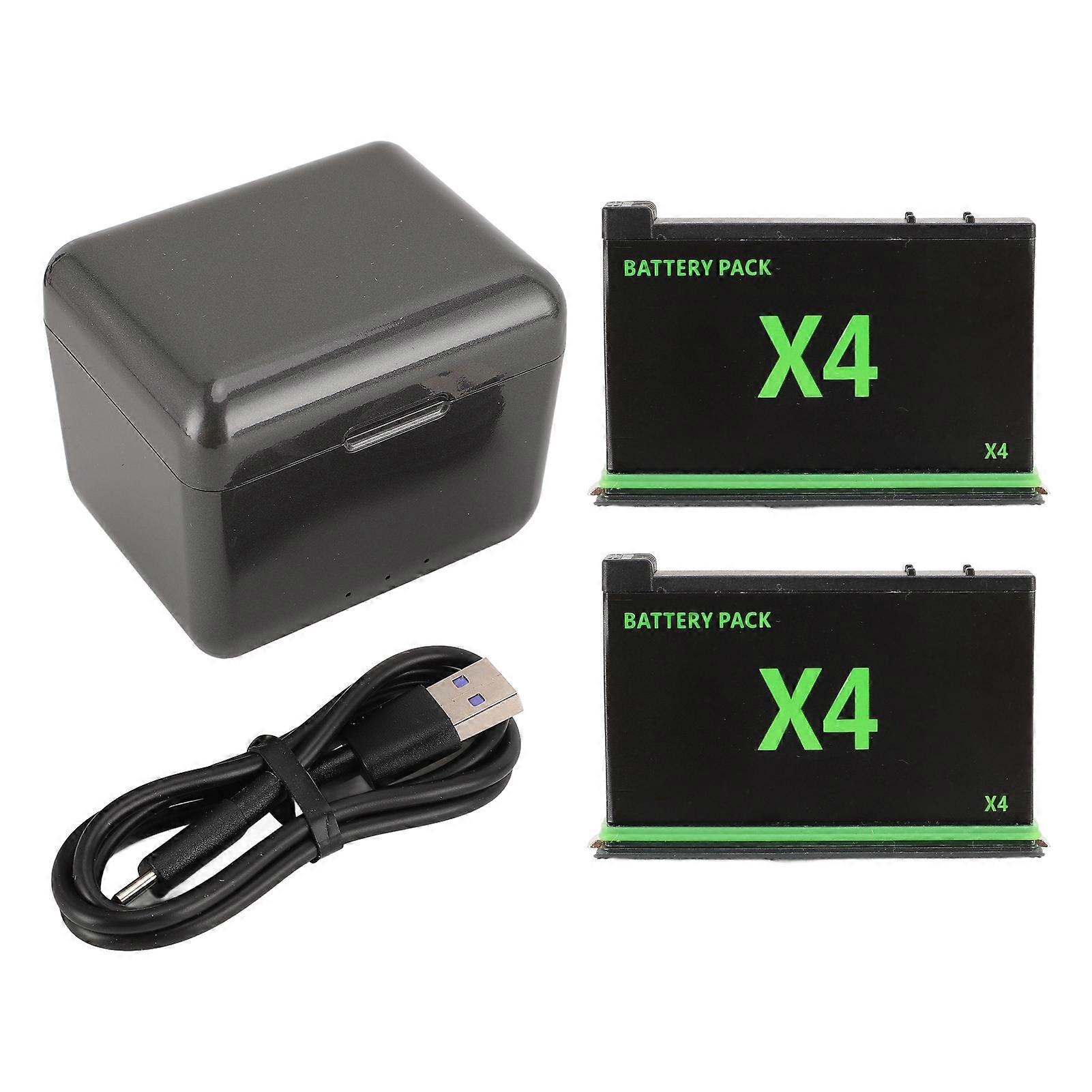 3 Channel Battery Charger 2 Battery Replacement with Protective Case Set for X4 Camera