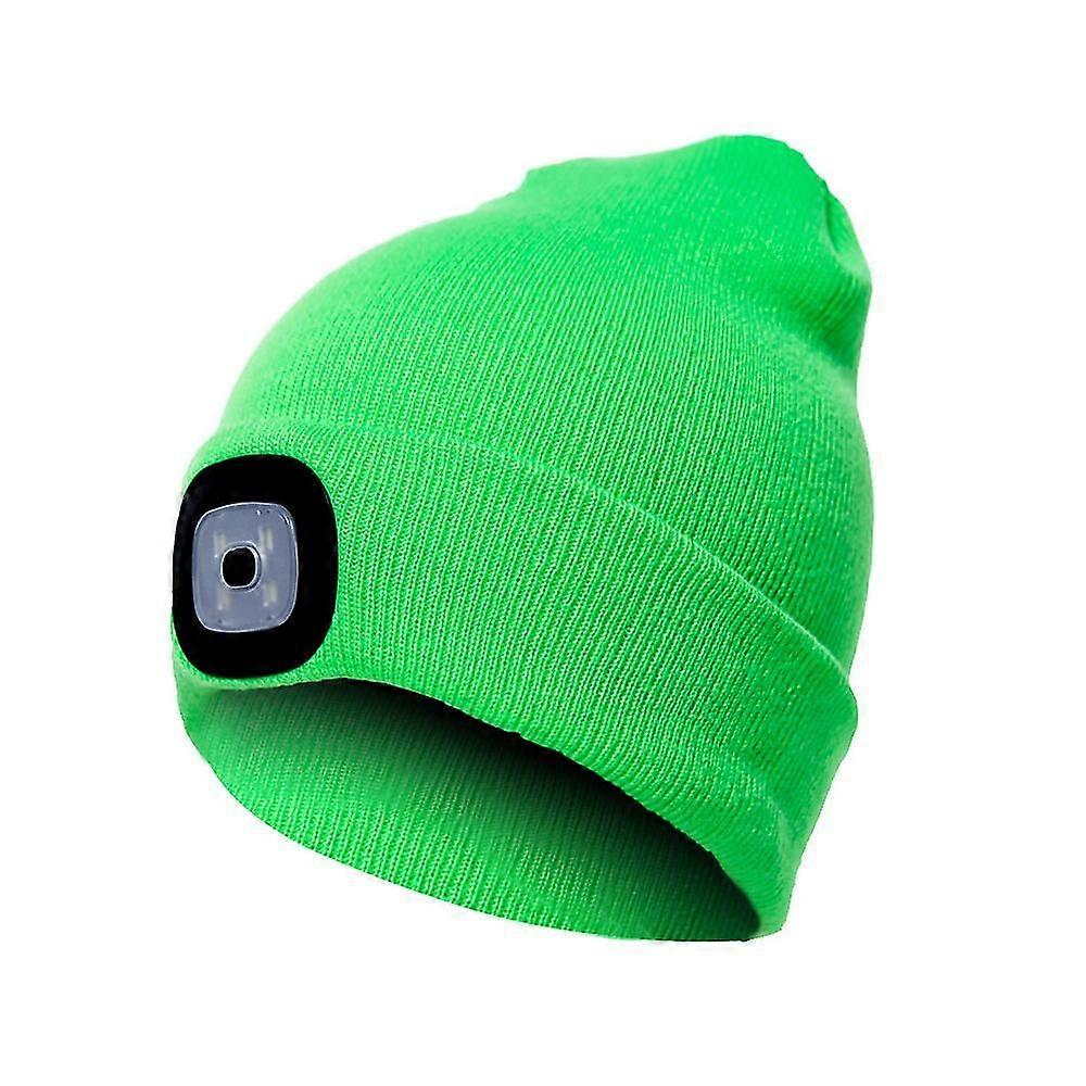 Lighted Beanie Cap Rechargeable Running Hat Ultra Bright 4 Led Waterproof Headlamp