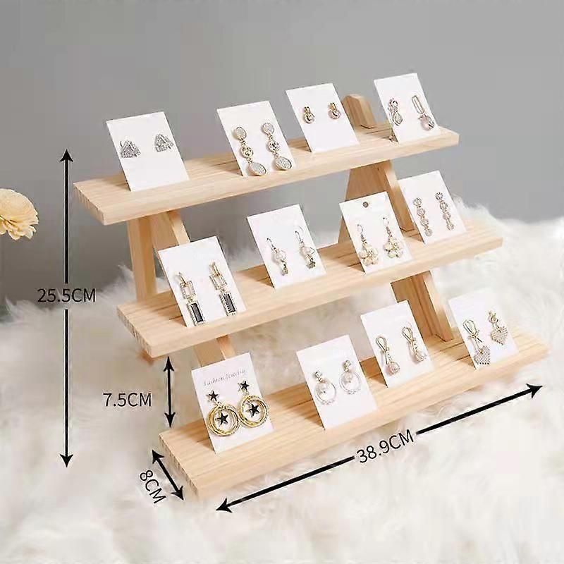 Nature Collier en bois Boucles d’oreilles Bijoux Stands Affichage Bague de rangement Bague Organisateur Supports Racks Base en bois Décor de détail