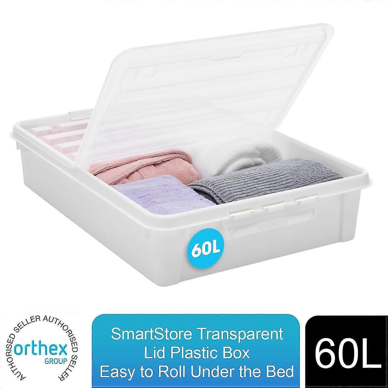 Smartstore Bedroller Underbed Storage Box With Transparent Foldable Lid, 60l