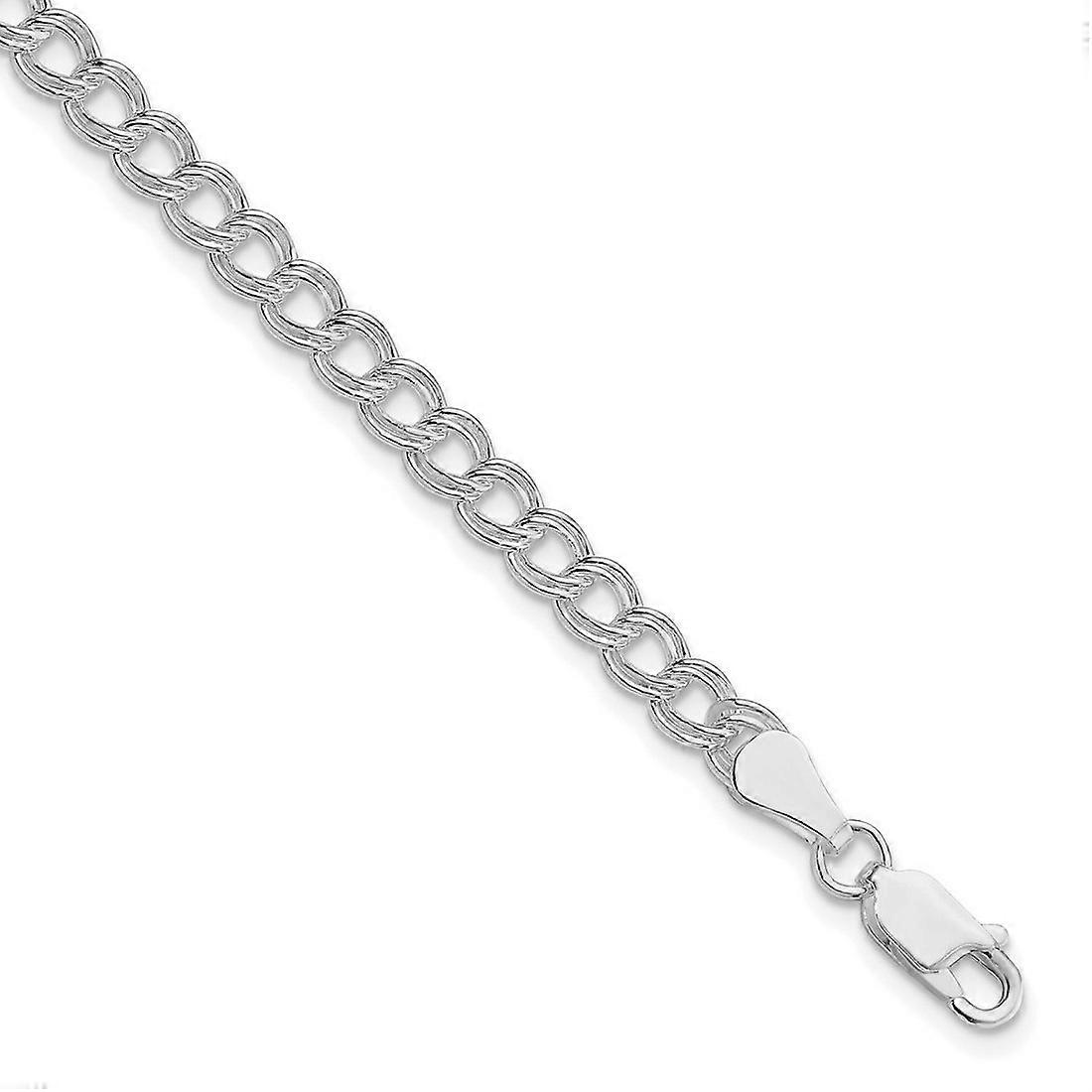 925スターリングシルバーロジウムメッキ5mmダブルリンクチャームブレスレット-リンクチャーム-女性用ブレスレット-長さ:6〜8
