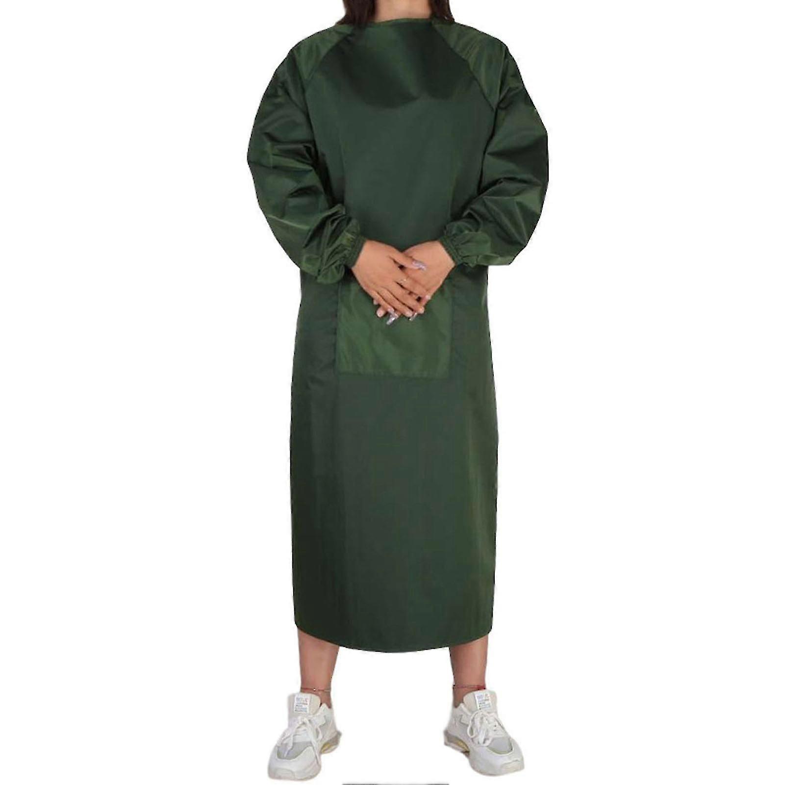 Unisex Waterproof Canvas Apron with Large Pockets Elastic Long Sleeves for Chefs Grill Restaurant Bar Shop Jikaixiang