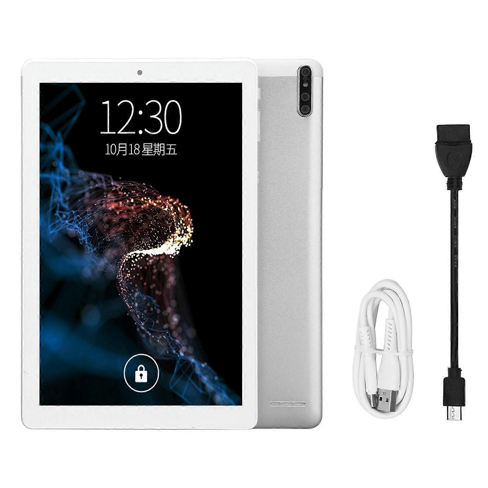 Silver 10.1 Inch IPS Display 6GB RAM 128GB ROM Octa Core CPU 13MP Camera 5G WiFi Tablet for Home Office