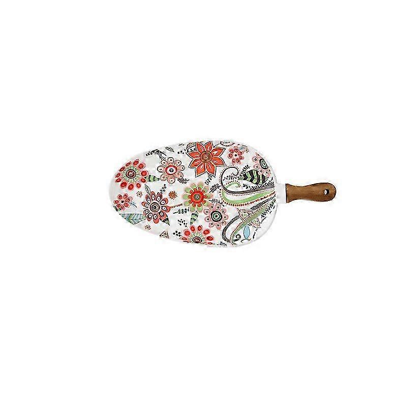 Keramisk handtagsbricka i trä med