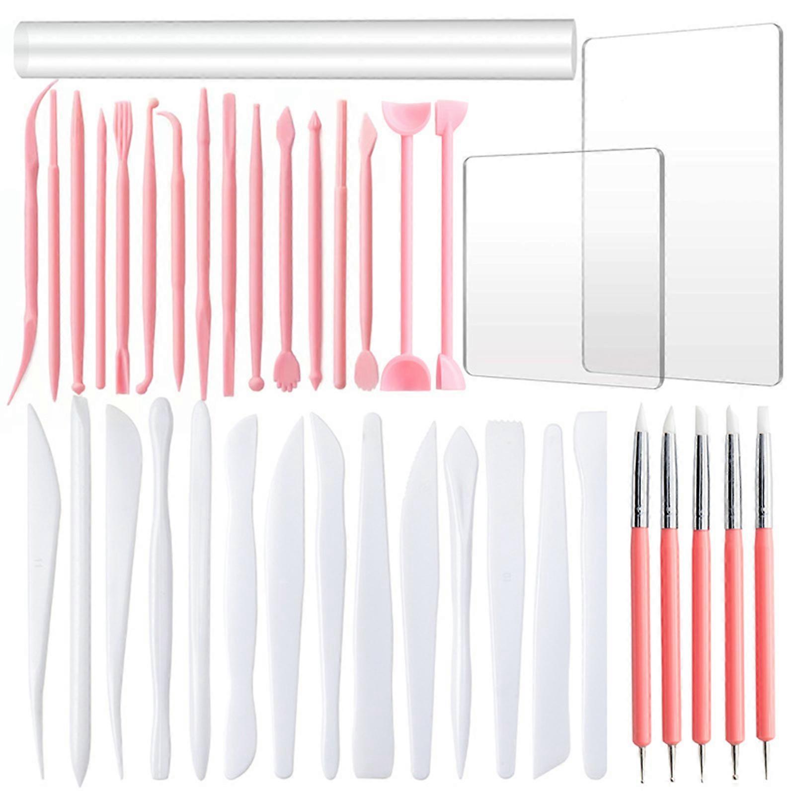 38Pcs Multi-in-1 DIY Pottery Kit Dual-end Clay Sculpting Tools Non-slip Handle for Pottery Shaping Sculpting Clay Aty