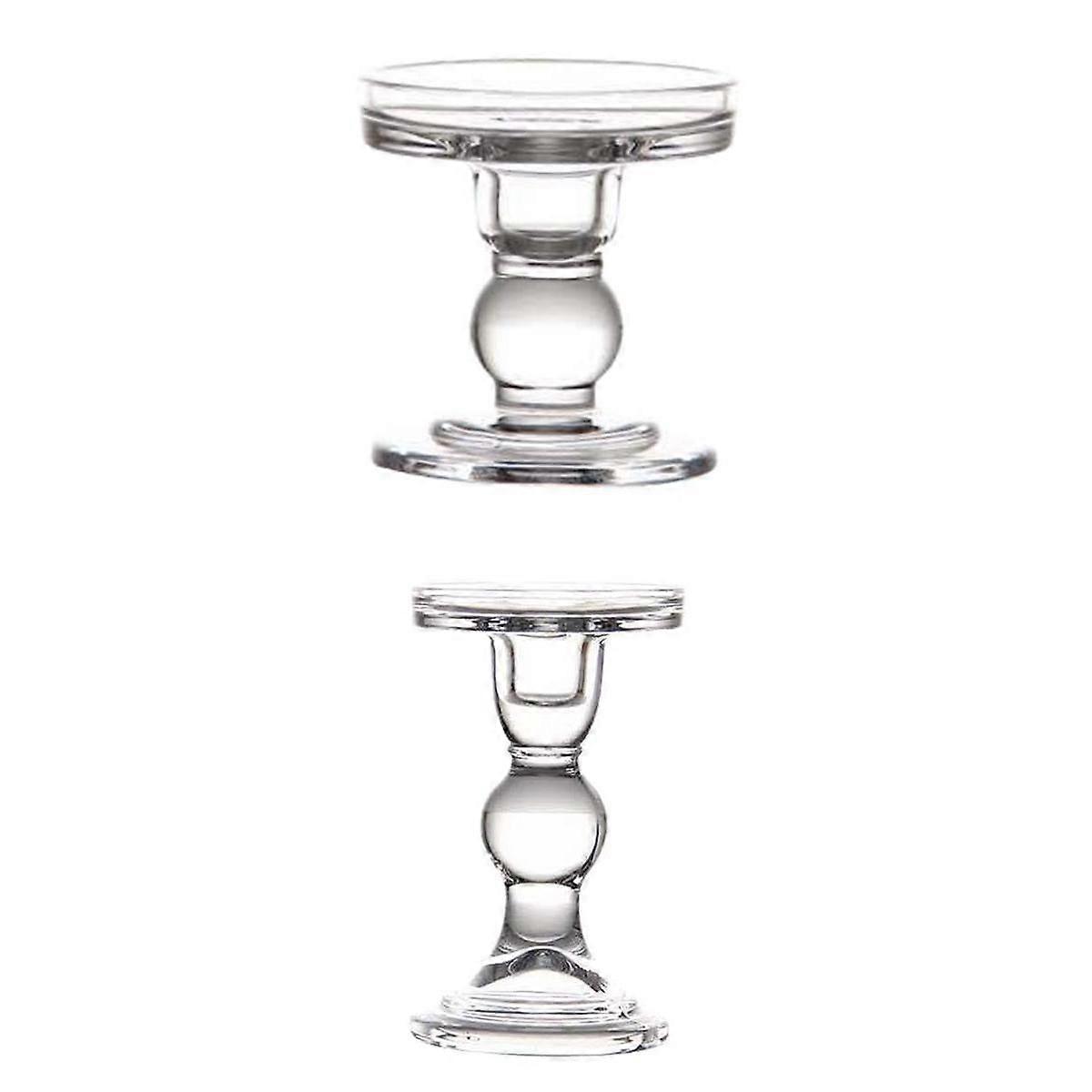2Pcs Transparent Candle Holders Candlesticks Wedding Parties Decor