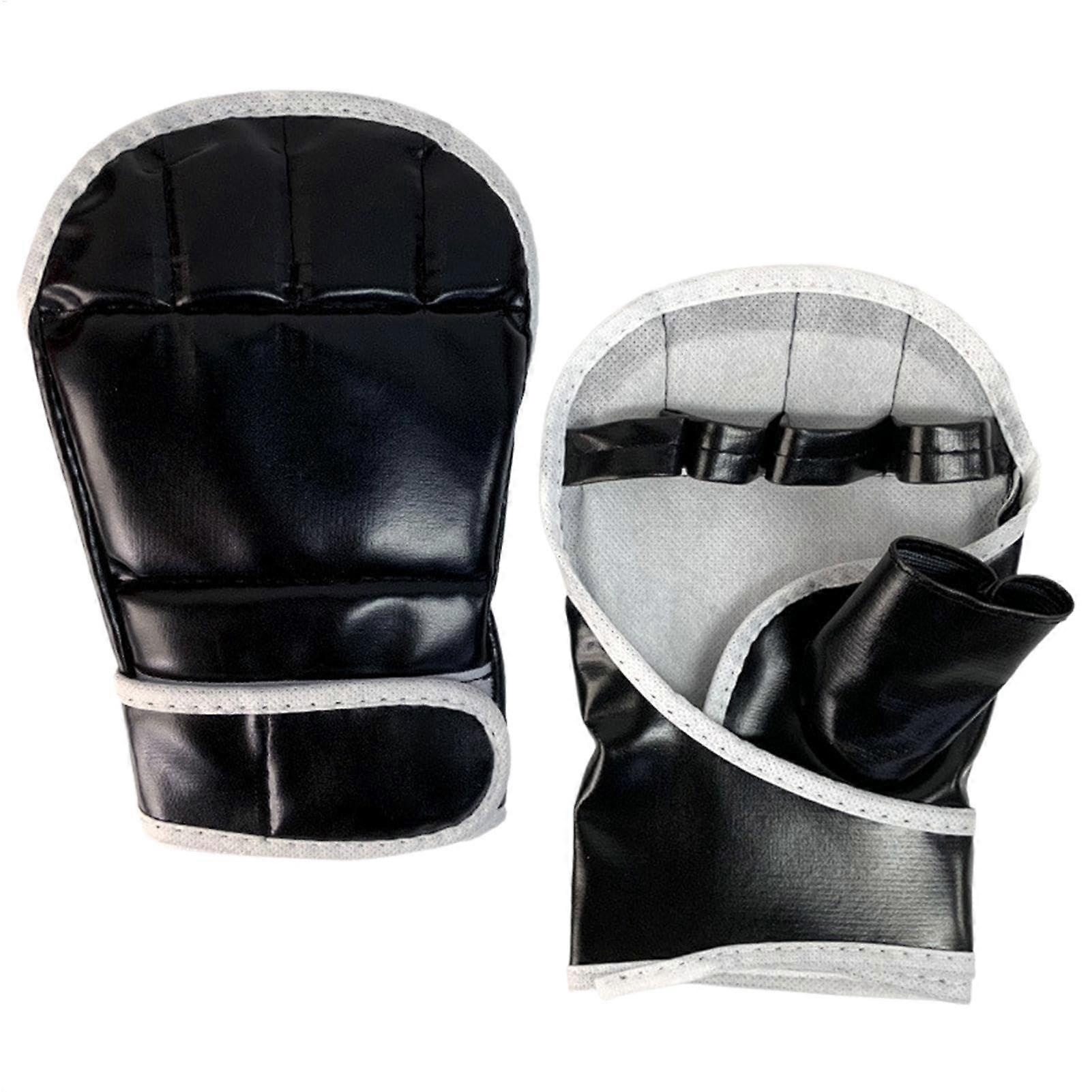 Boxing Gloves - Half Finger Kickboxing Sparring Gloves, Open Palm Grappling Gloves for Men, Adjustable Size, Durable Material