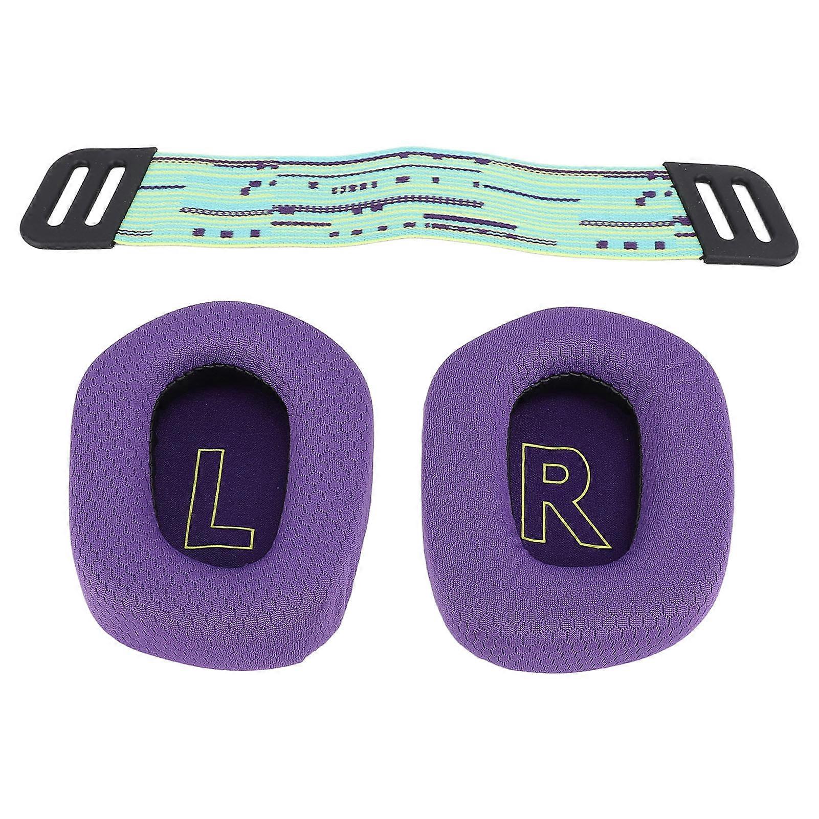 Coussinets d'oreille en maille respirante, mousse à mémoire de forme haute densité, avec sangles pour casque de jeu filaire G733 et G335, violet
