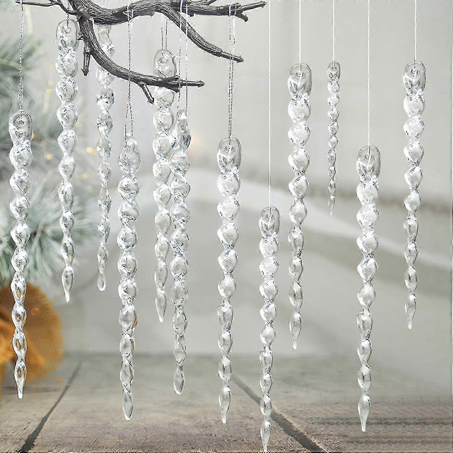 36 Pcs Acrylic Clear Icicles Ornament Set for Christmas Tree D��cor