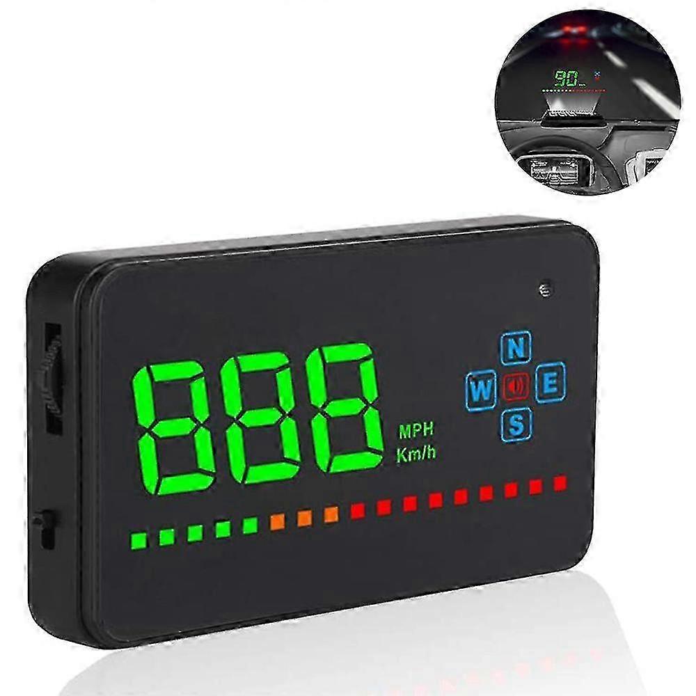 Universal Car GPS Head-Up Display with MPH Speed Warning and HD Projection Utilizing Nanotechnology, Compatible with Any Vehicle Type.