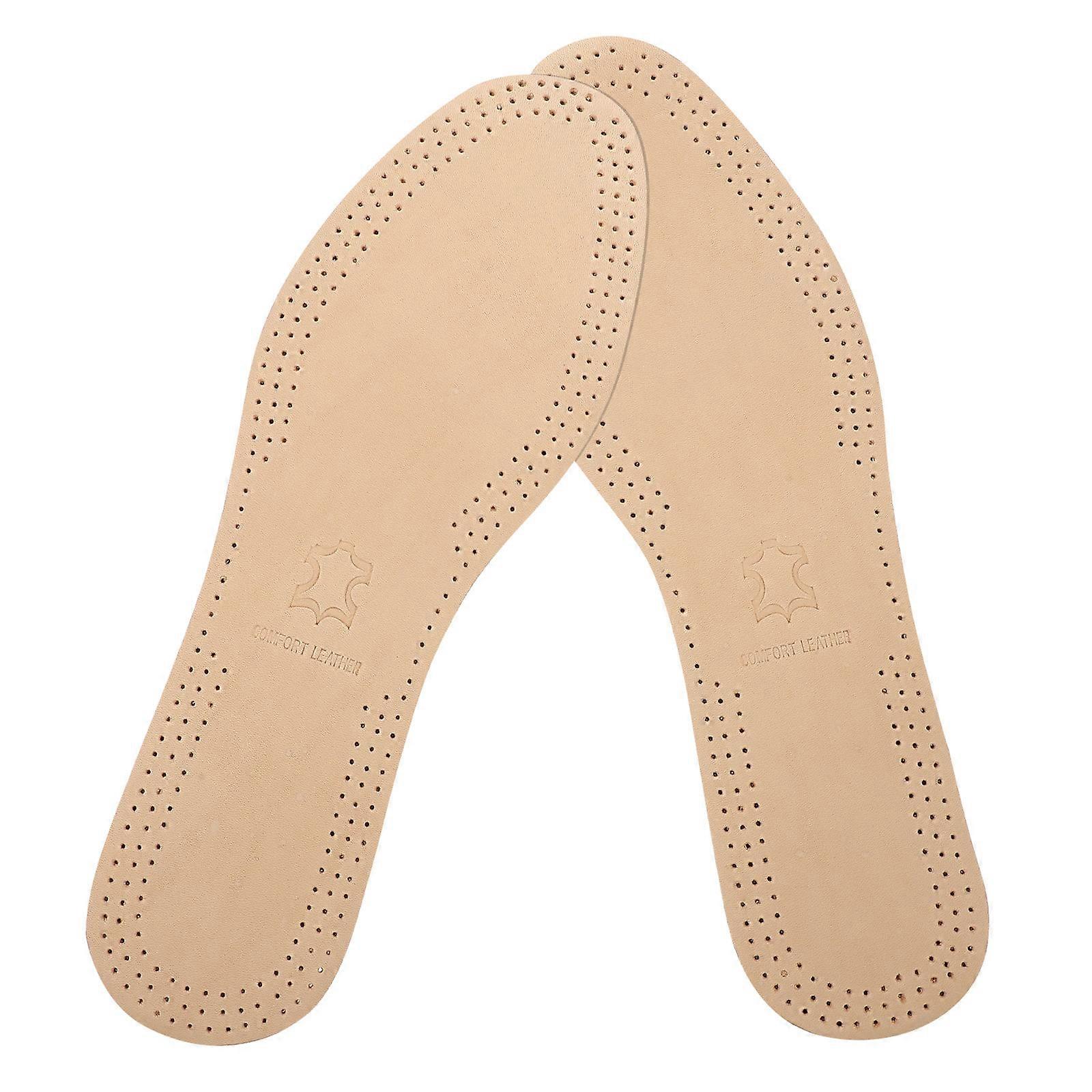 Breathable Leather Insoles Absorb Sweat Absorption Replacement Inner Soles Shoes Insole Pads - Size 45-46 (Brown)