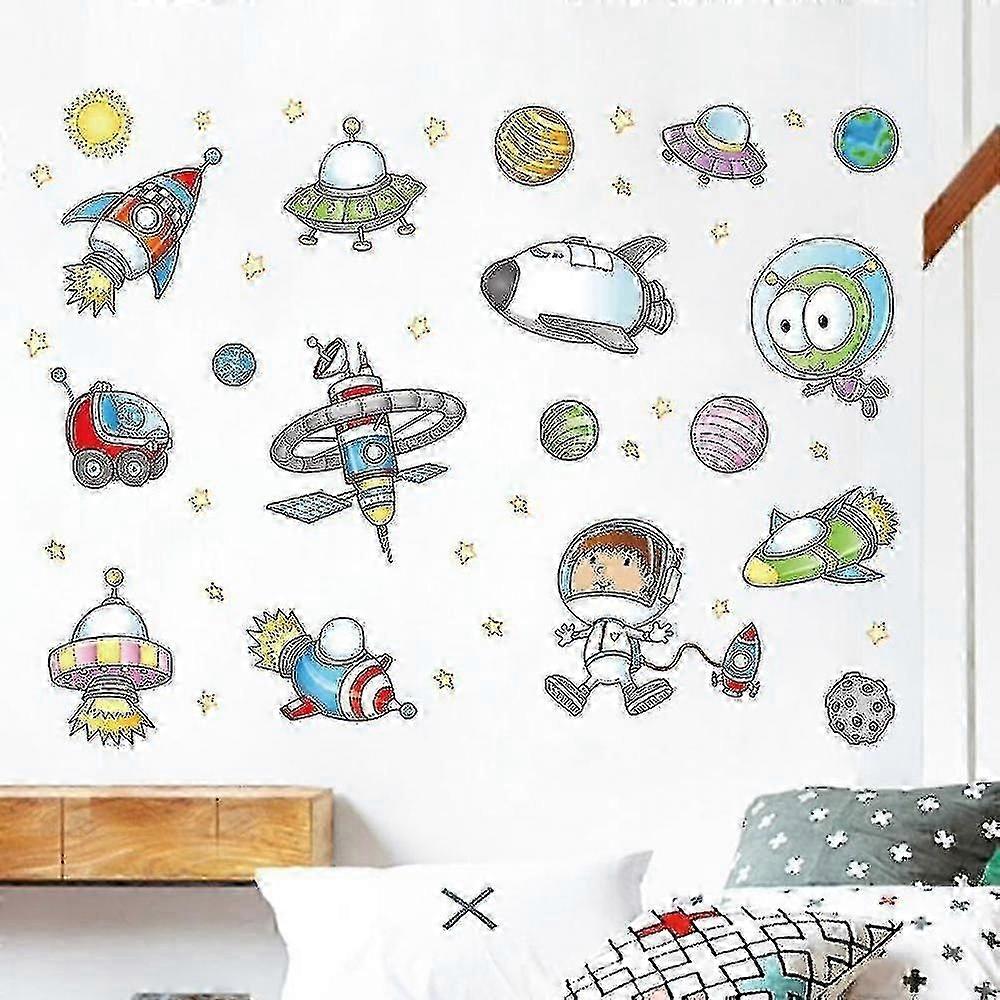 Home Decor Decals Cartoon Space Astronauts Wall Stickers Decals Room Background Decor