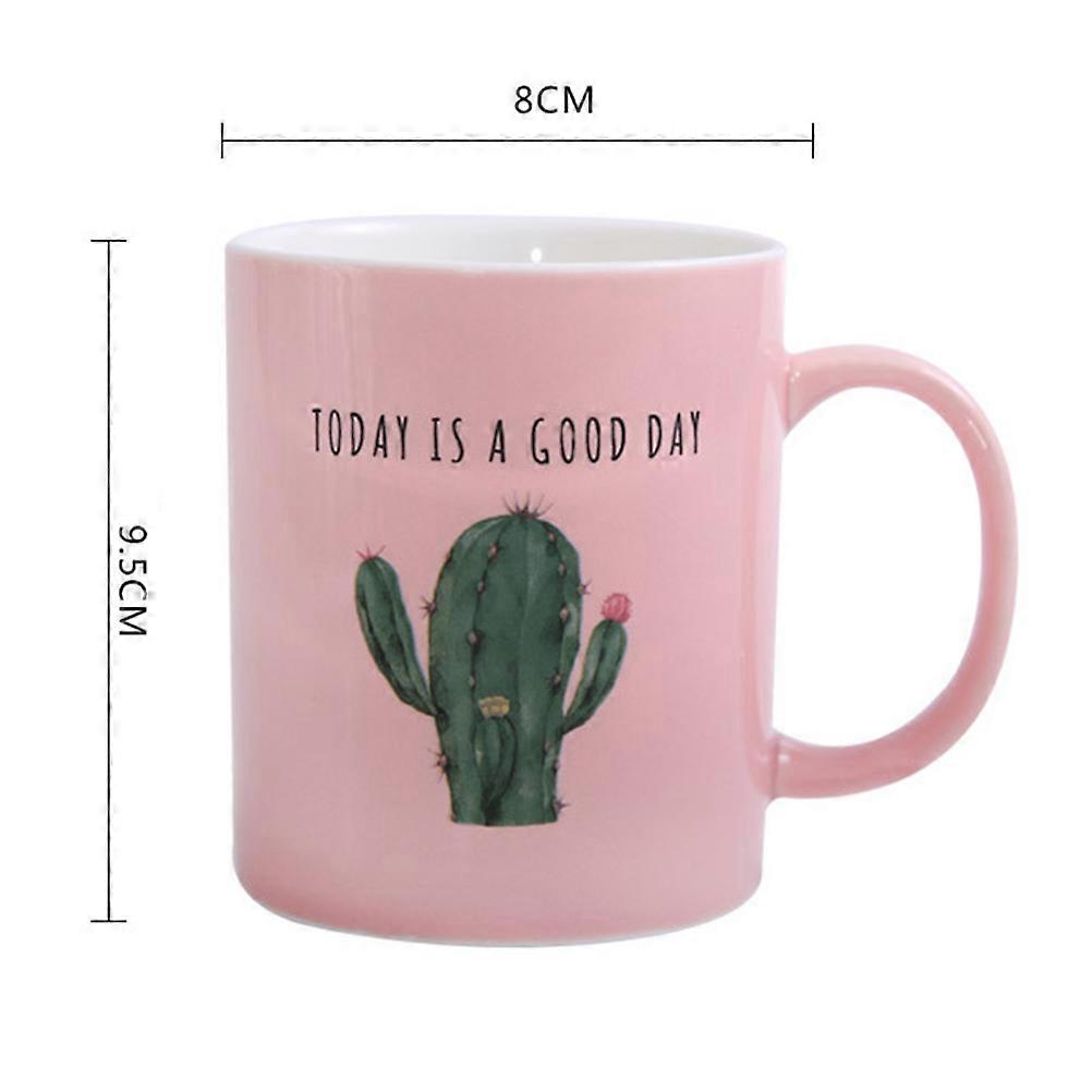 Ceramic Mugs Cactus Shape for Coffee Latte Cappuccino Milk Tea Family Use Pink 8x8x9.5cm Non-Toxic 1Set