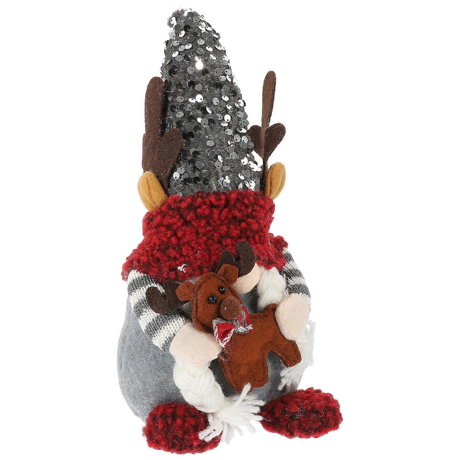 House Ornament Christmas Style Dwarf Doll Ornament For Christmas Celebration Grey 30.00X11.00X8.00CM Handmade 1Set