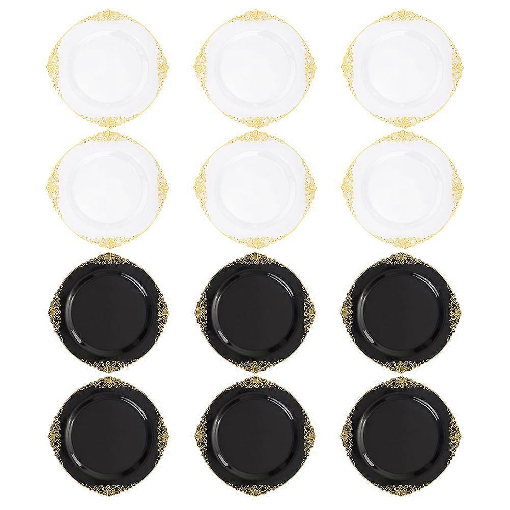Household Plates Decorative Food Plates Stackable For Parties 12Pcs