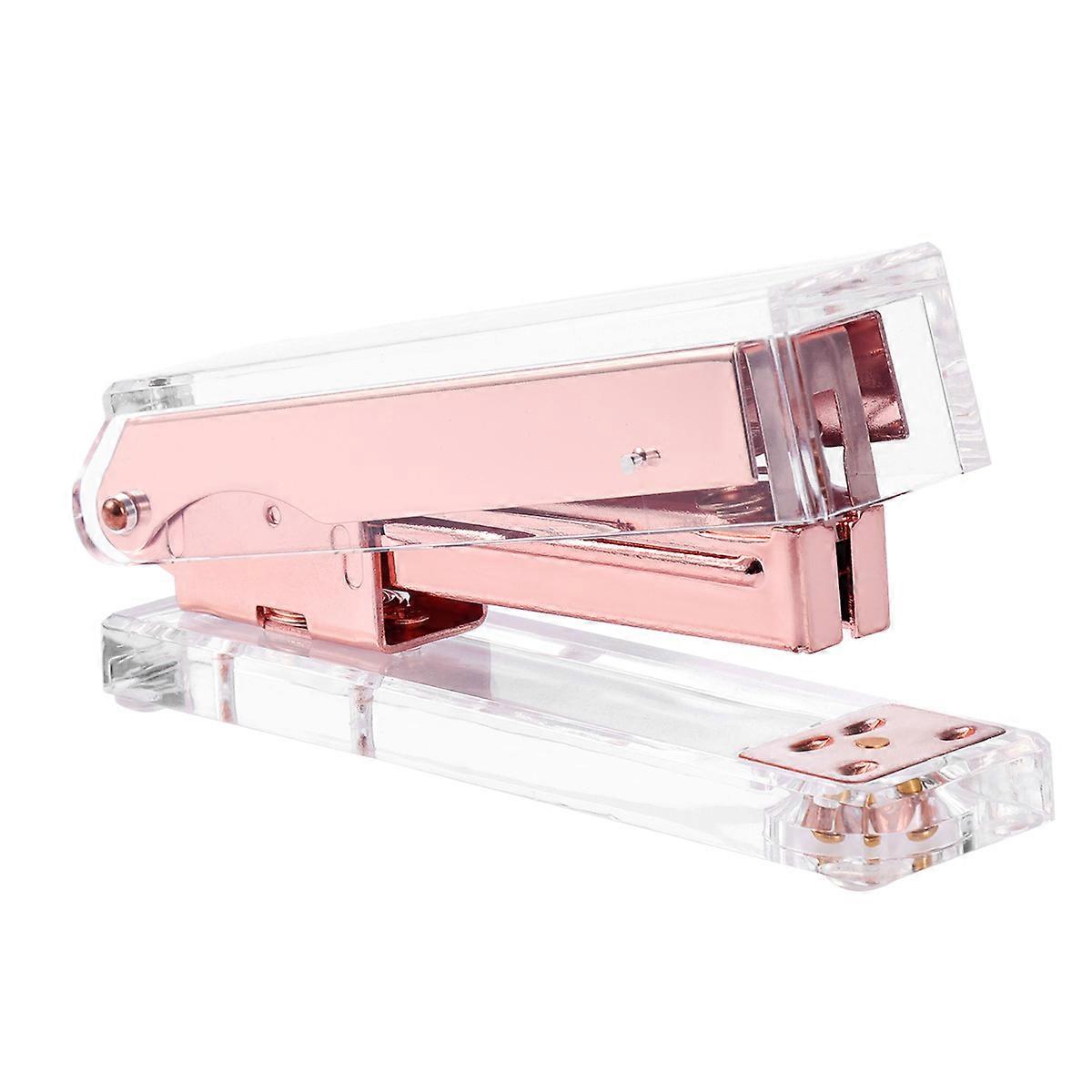 Rose Gold Stapler Heavy Duty Office Rectangular Shape Smooth Stapling 1Pcs