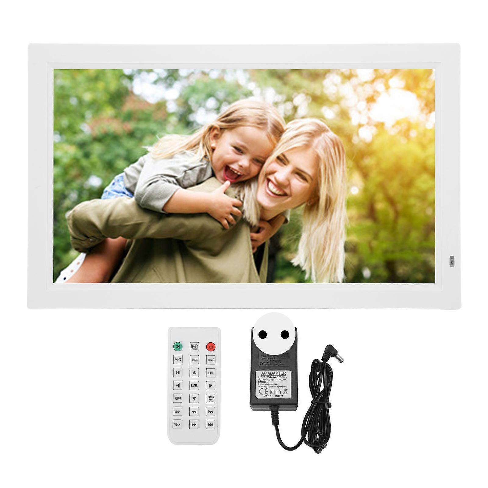 21.5" 1080P White Digital Photo Frame, Adjustable Brightness, EU Plug, Smart Display