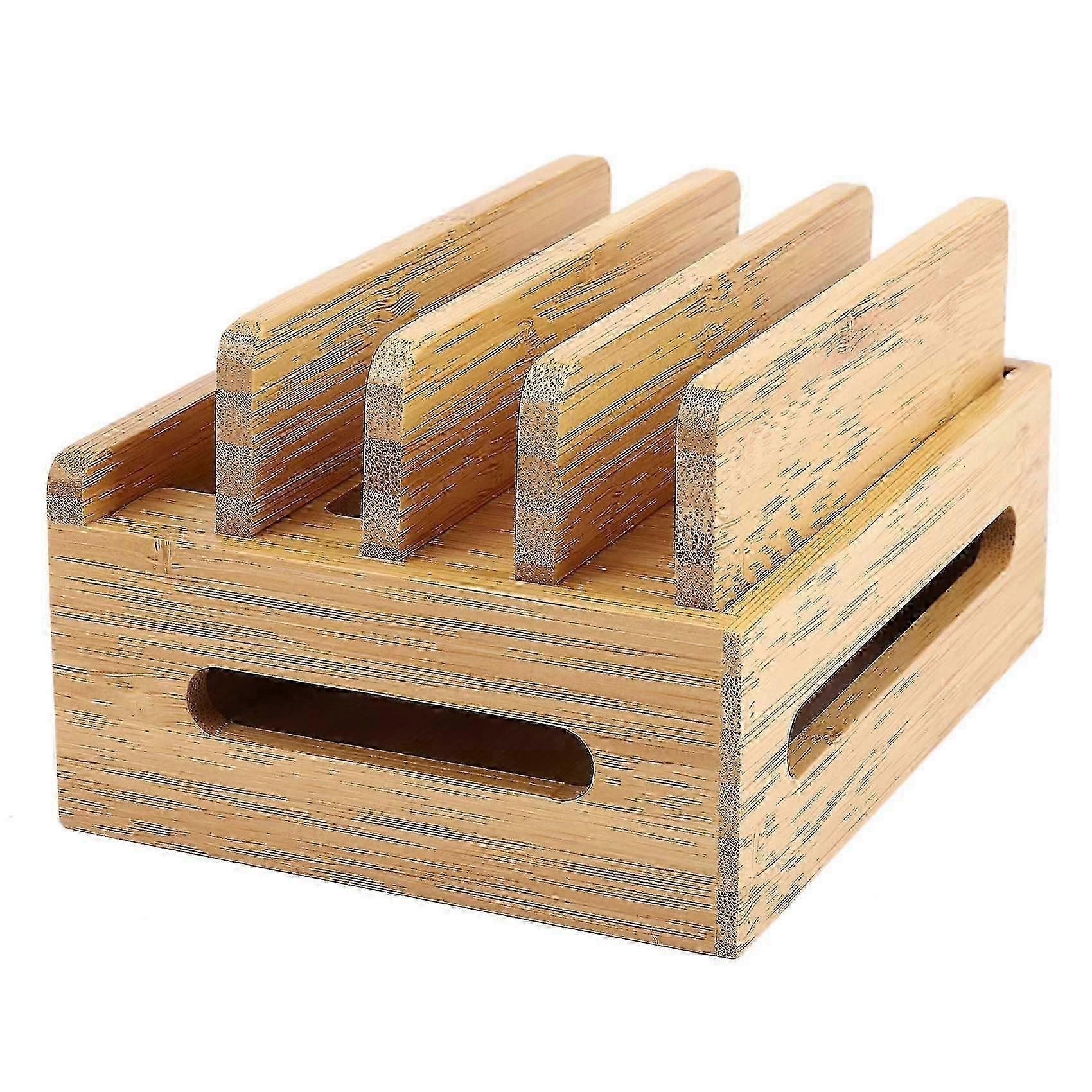 Mobile Phone Bracket Bamboo Wood Multi-Device Charging Station Organizer Office Flat Bracket
