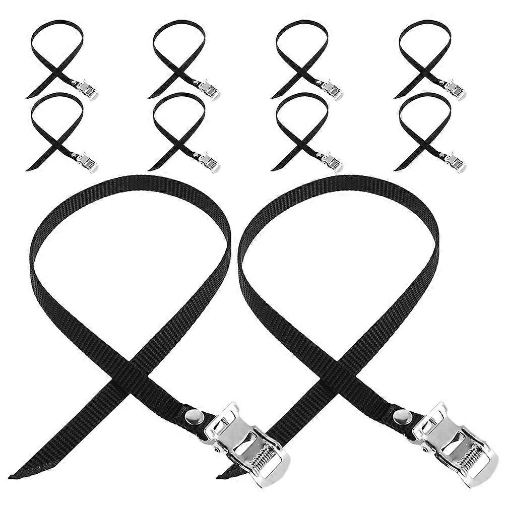 Adjustable Bike Pedal Straps For Cycling Training Gym Use Black 50.00X1.20X0.50CM Antislip Toe Clips 10Pcs