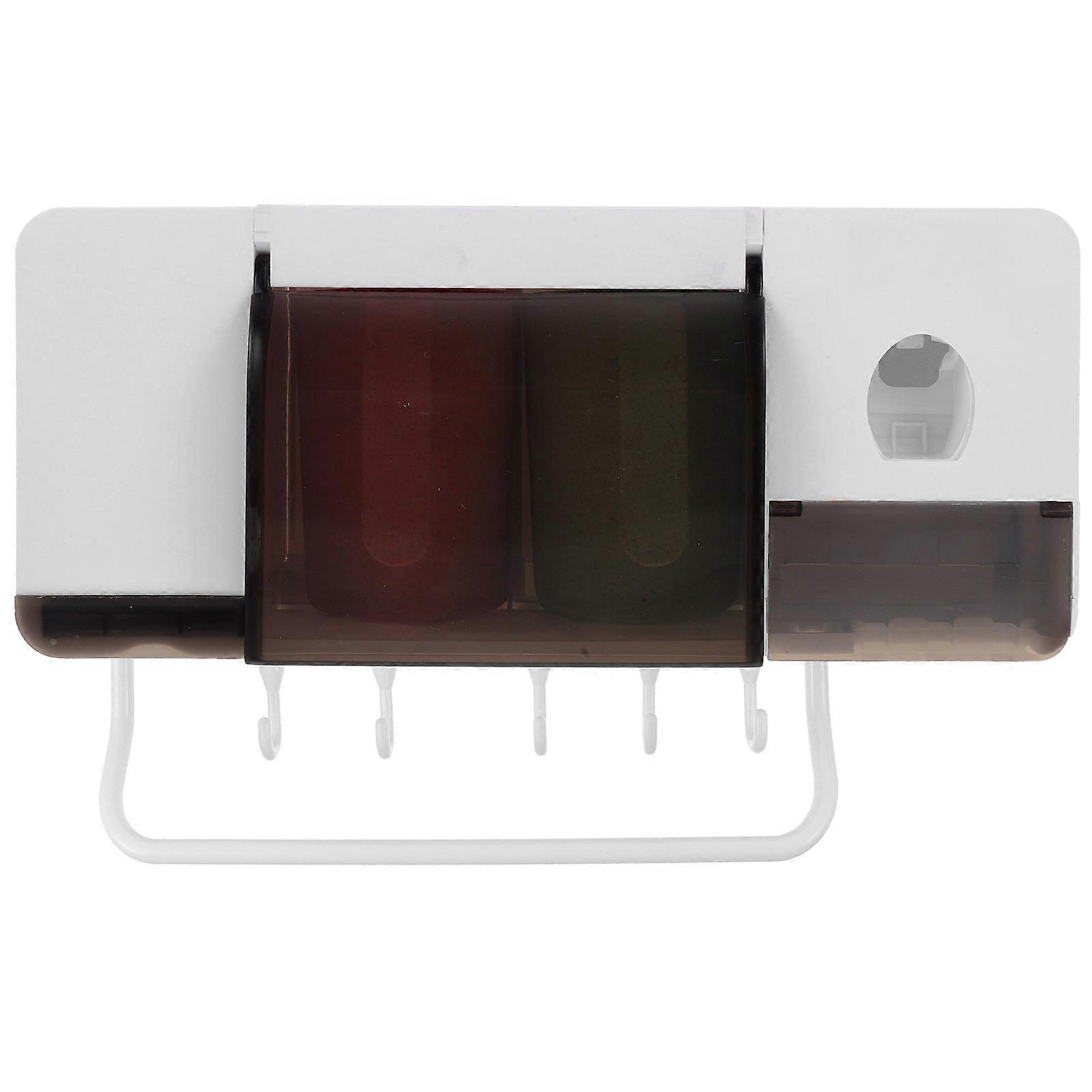 Bathroom Toothbrush Storage Rack Multifunctional Rectangular Shape Abs Material Drainage Space Saving For Adults 33.00X14.00X9.80cm 1Pack