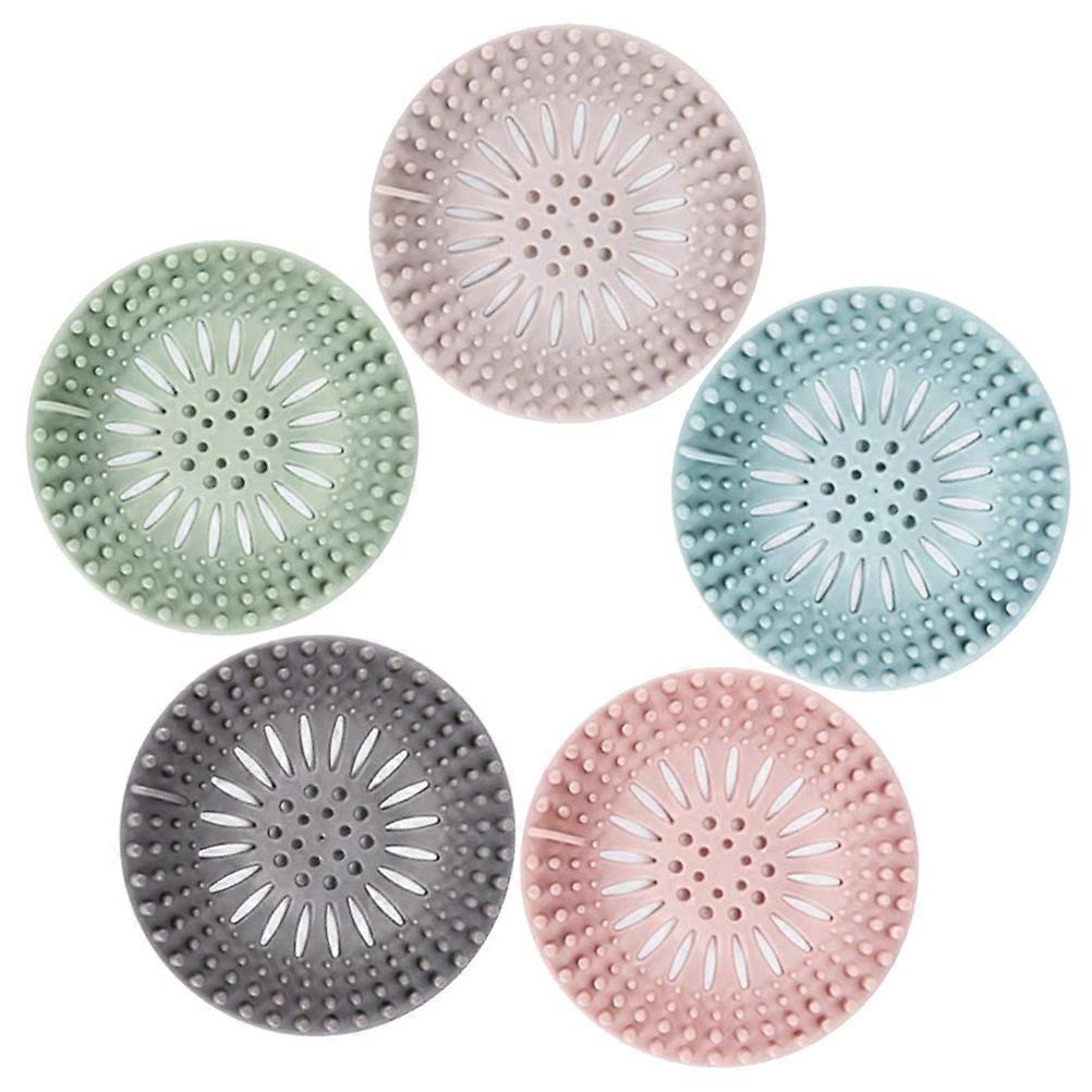 Silicone Anti-Blocking Hair Filter Drains Water Easily Sewer Strainer Nets For Laundry Use 5Pcs