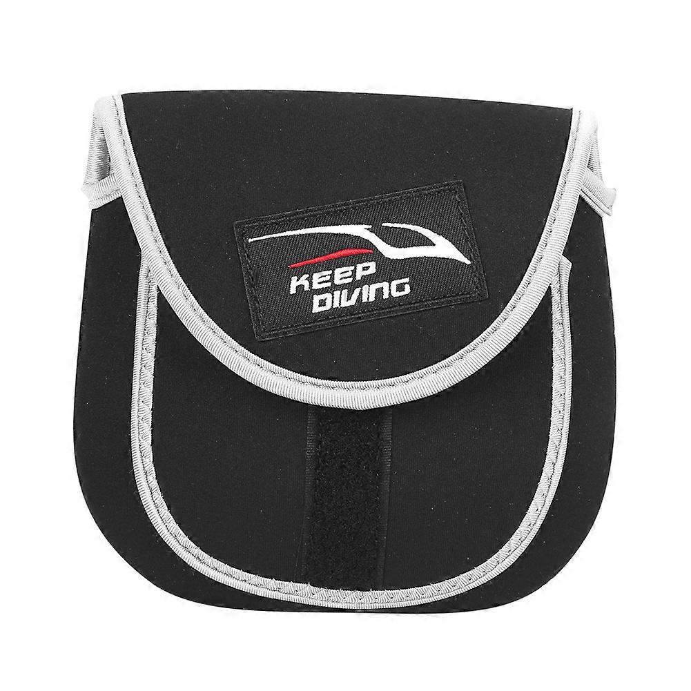 BG Y101 Double Layer Neoprene Fishing Reel Storage Bag, Fine Stitching, Fishing Reel Protector (Black, Size M)
