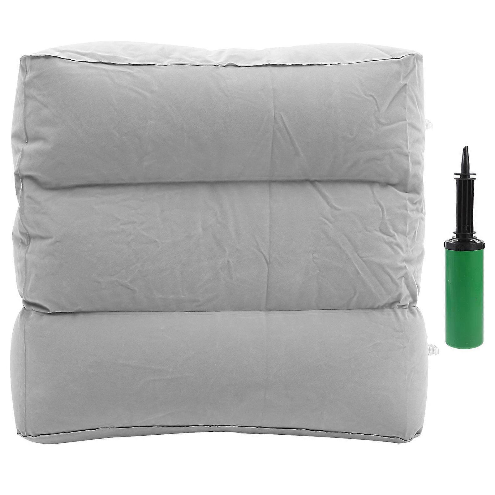 Swelling Reduction Inflatable Airplane Leg Rest Pillow Travel Footrest Foot Stool For Flight With Grey PVC Material 1Set