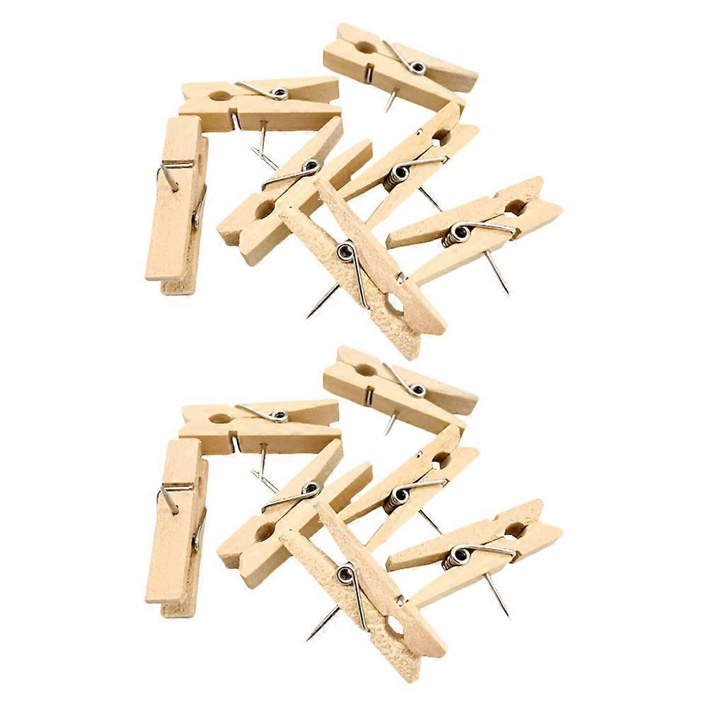 Thumb Tacks Wooden Push Pin Clips Family Use Solution 20Pcs