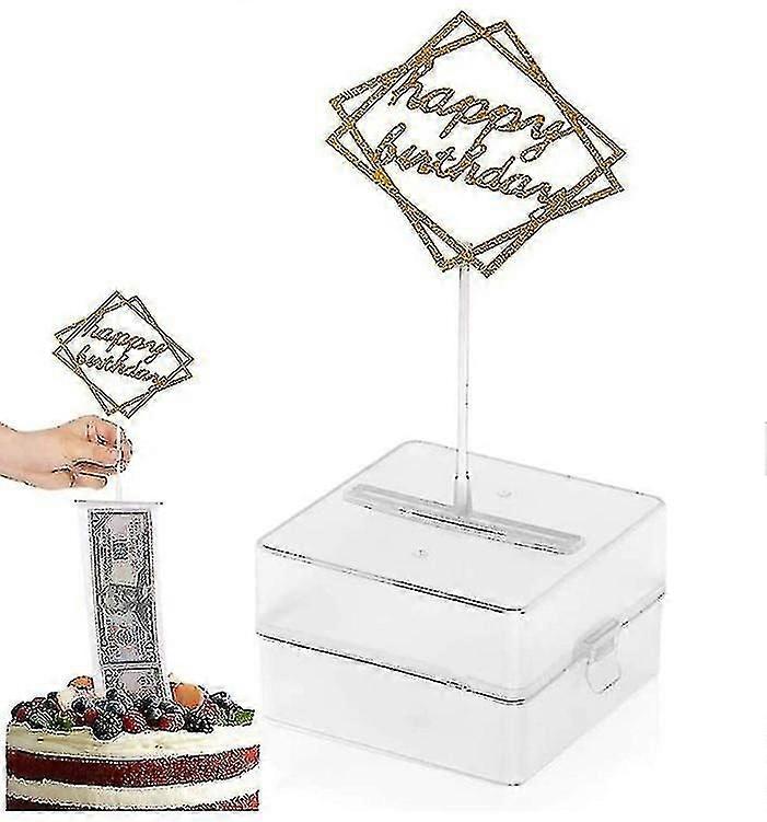 Födelsedagstårta Pengar Pull Box Cake Money Pull Box Transparent Matkontakt Säker