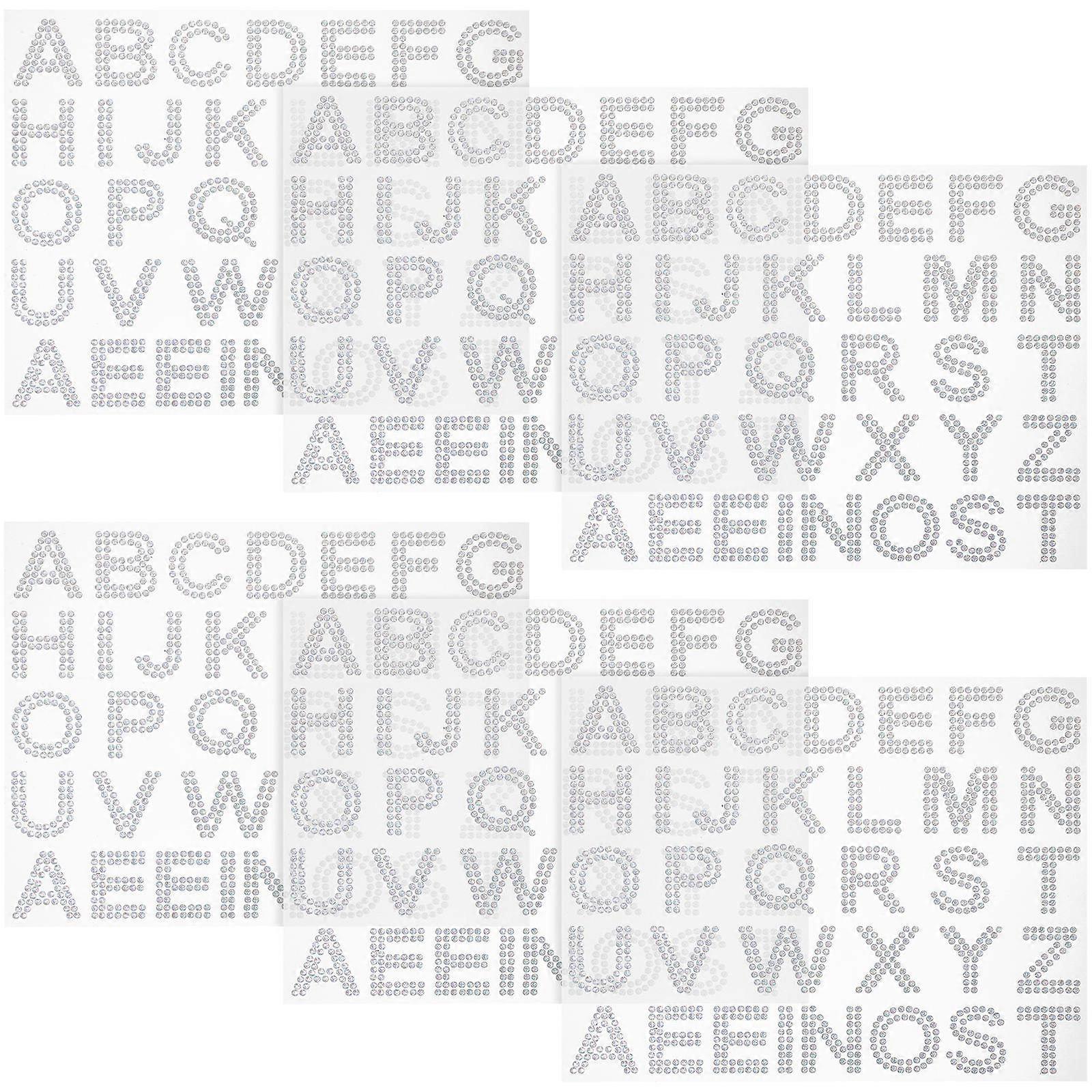 Rhinestone Letters Stickers Acrylic Flower Shape Personalization 6 Sheets