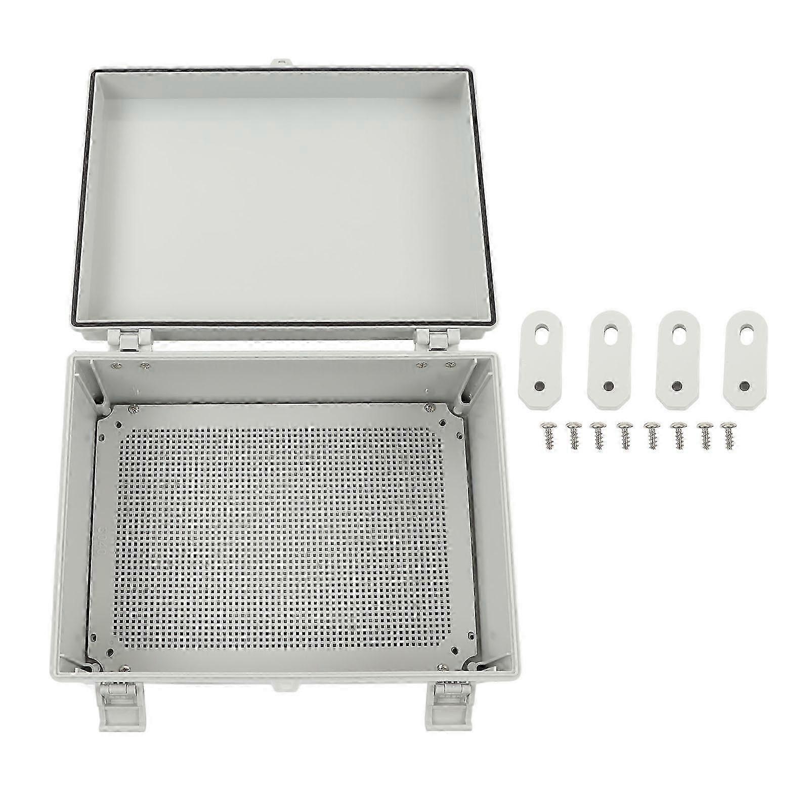 חיצוני עמיד למים תיבת צומת ABS אפור 15.7 x 11.8 x 6.7in כיסוי ציר תיבת חשמל מבודדת לגינה