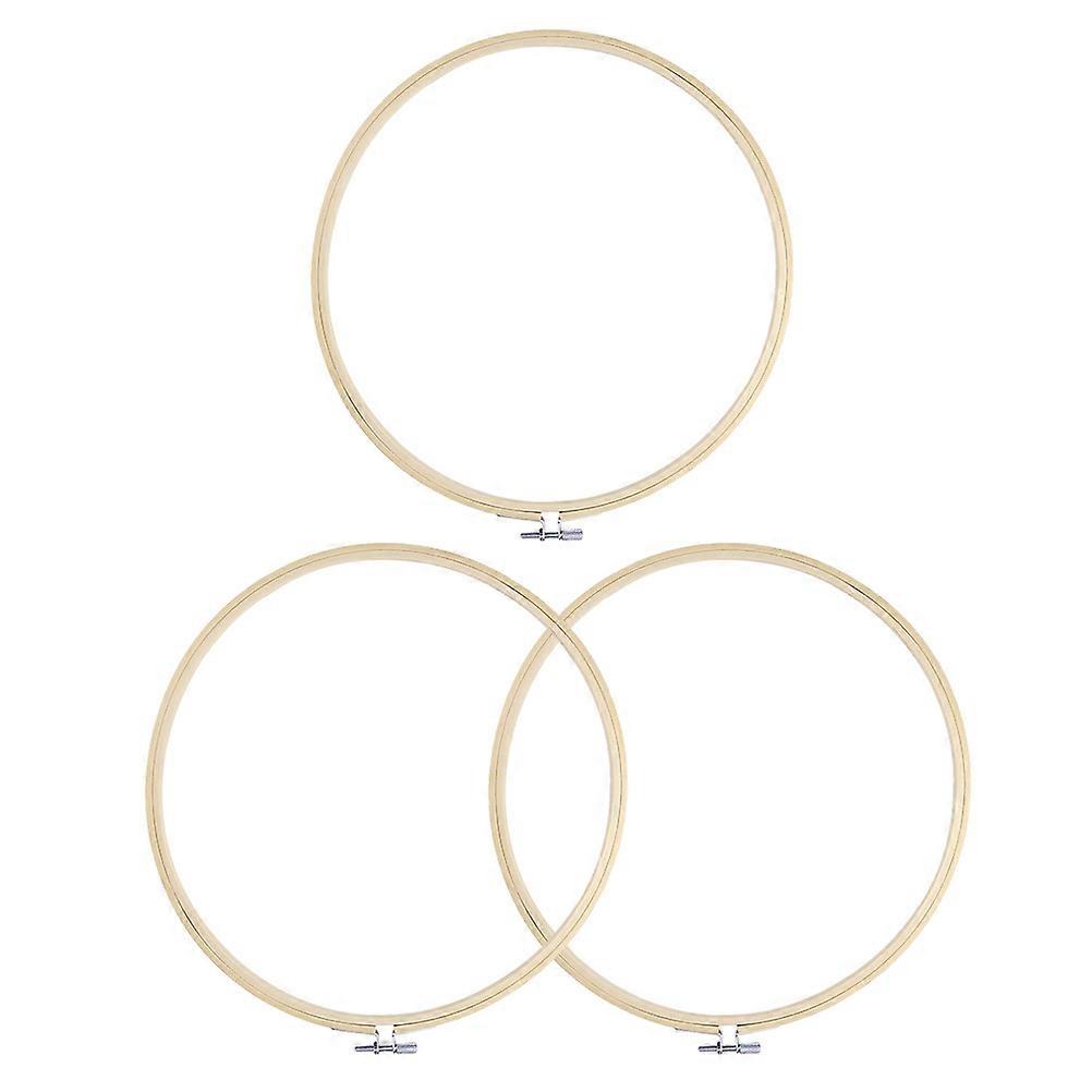 Craft Embroidery Circle Bamboo Cross Stitch Ring Anti-Skid Texture Art Craft Display Frame Khaki 27 x 27 x 1.5cm 3Pack