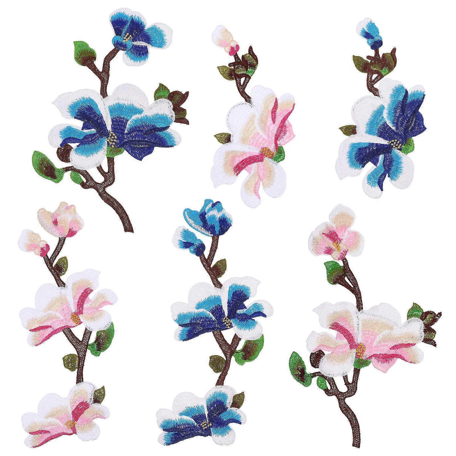 Flower Sew On Patches Embroidery Patch Polyester Material For White 2Sets