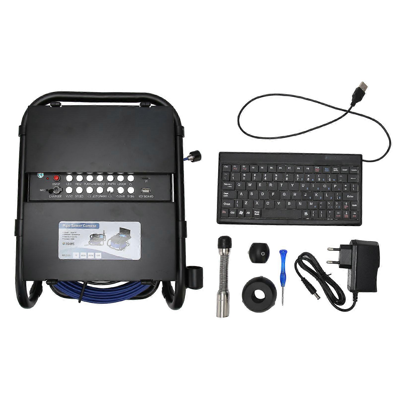 Industrial Endoscope 1080P 7in IPS LCD Display 12 Adjustable LED Pipe Inspection Camera for Outdoor F7DJKBLC17‑50M / 164FT EU Plug