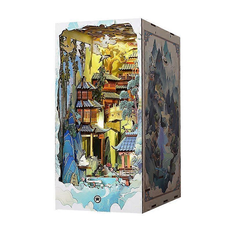 1-piece DIY book stand Penglai Wonderland DIY book stand assembly book stand DIY hut three-dimensional book stand handmade model creative desktop orna