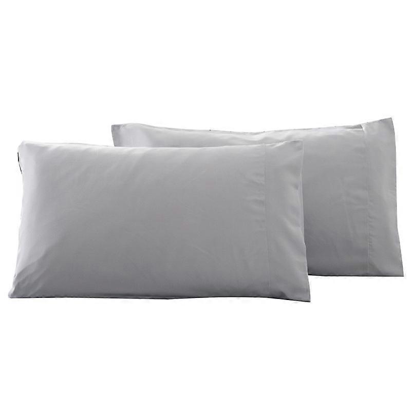 Home Textile Solid Color Brushed Single Pillowcase Bedding 2 Pack Soft Breathable, Grey