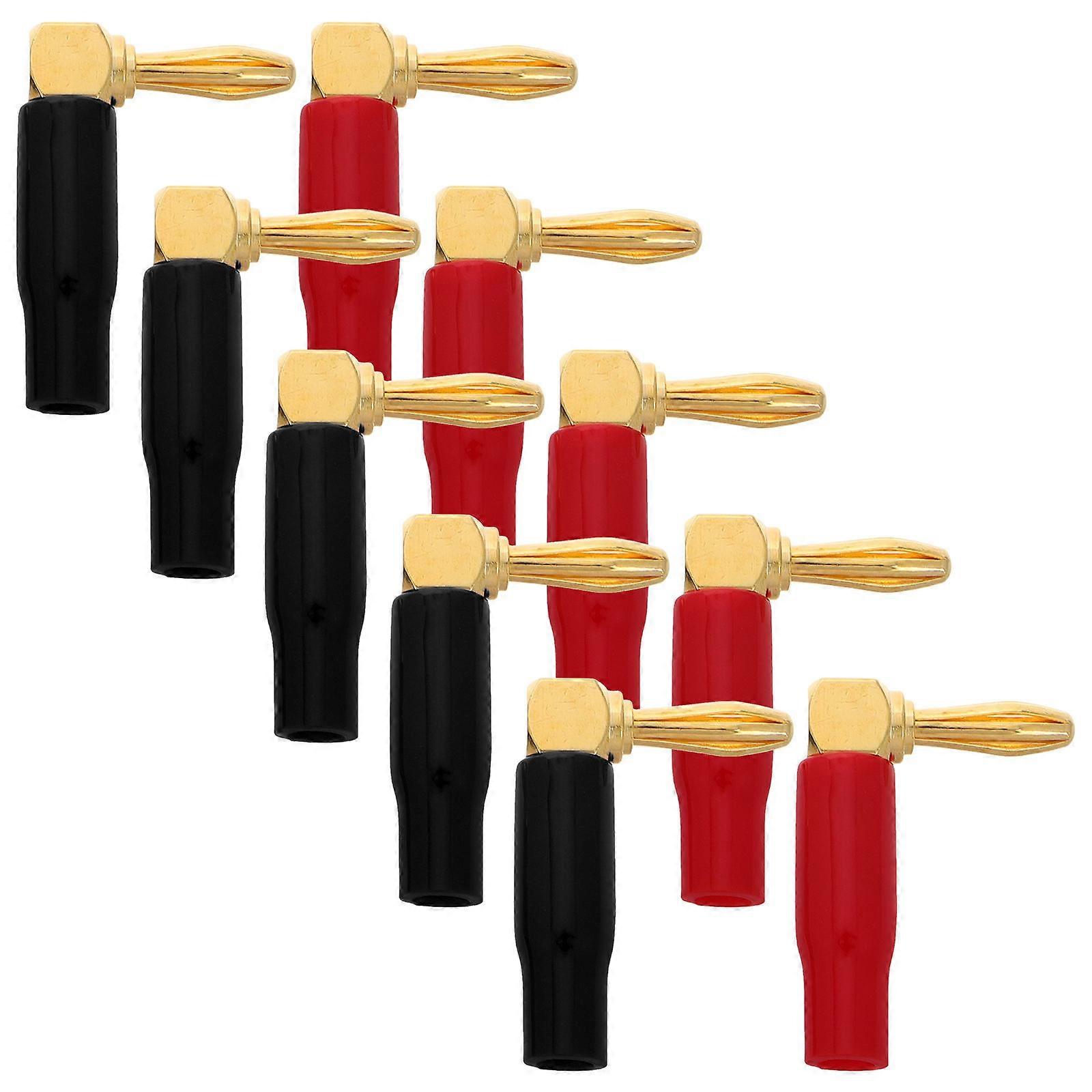 Gold Plated Banana Plugs with Screw Locking Mechanism   Right Angle Speaker Connectors for Secure Audio Connection and Efficient Cable Management