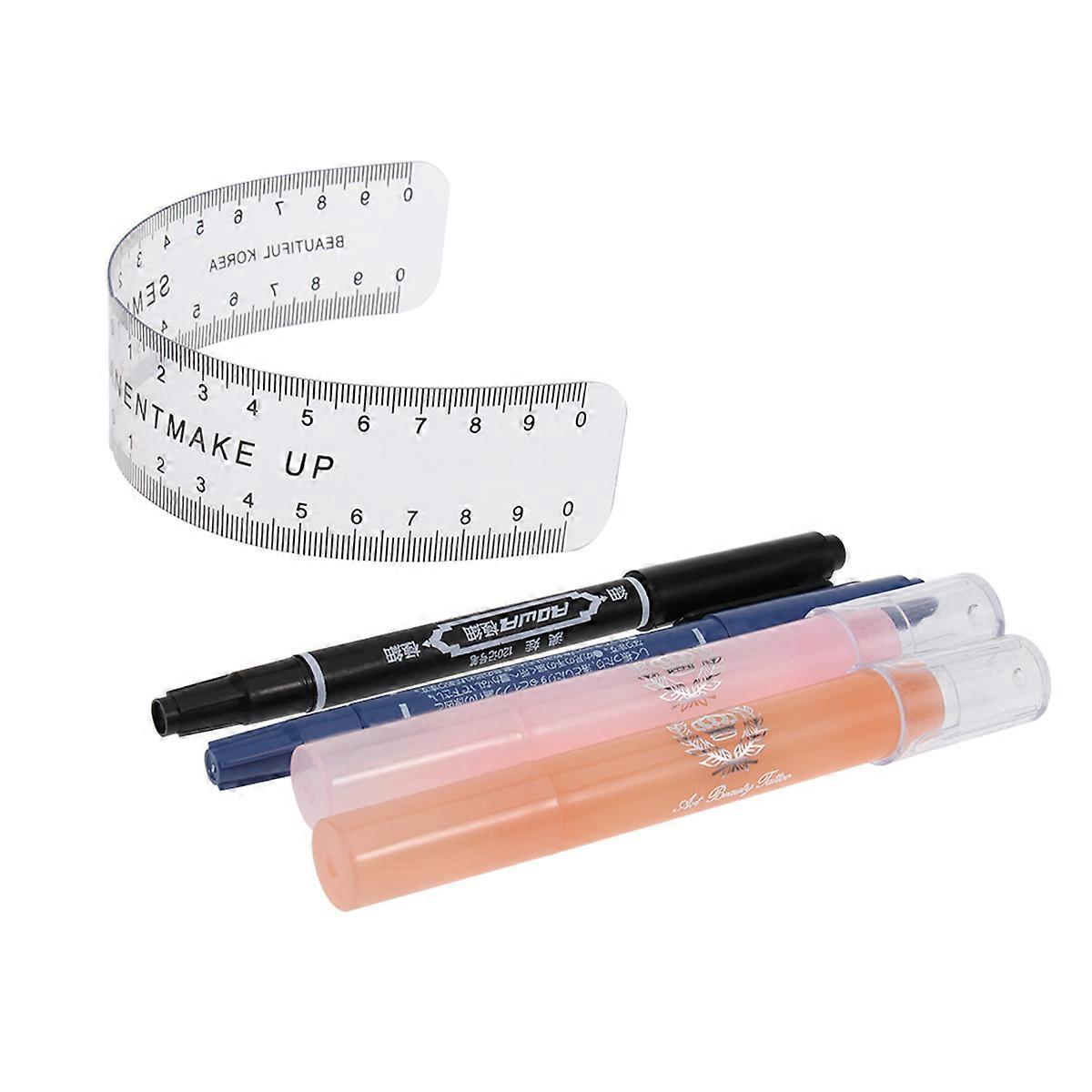 Eyebrow Pencil Tool Eyebrow Microblading Kit Marker Eraser Eyebrow Makeup Ruler Oil Pen for Ladies Eyebrow Measurement Mini Size Design 1Set