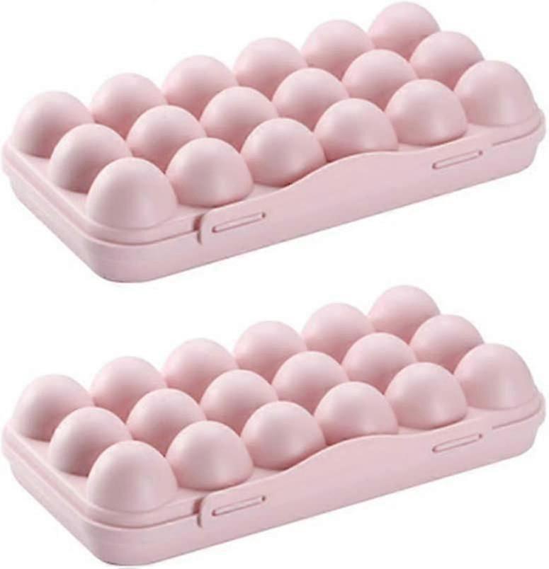 Stackable Pink Plastic Egg Holders for Refrigerators