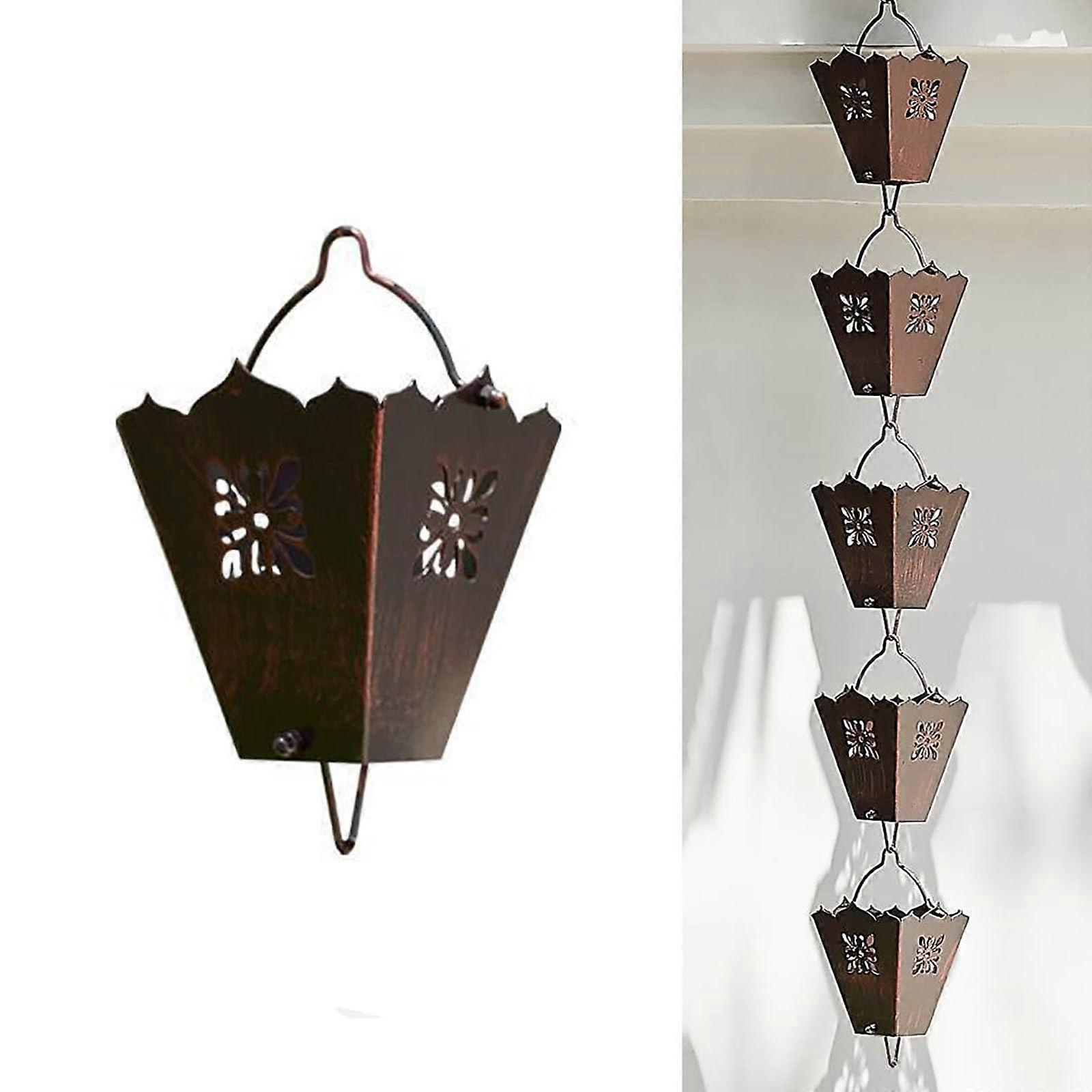 Rain Chain for Gutters 1.0m Black Powder Coated Square Cup Design (Imitation Brass)