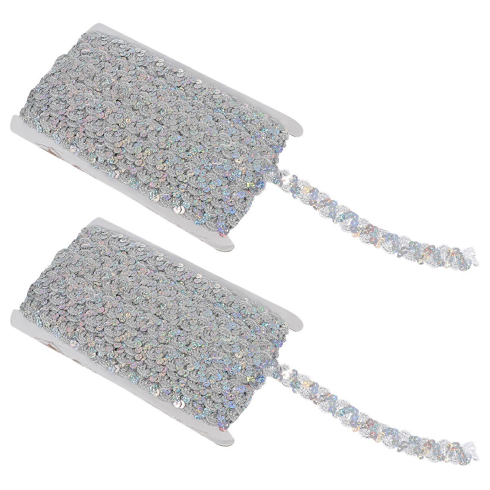 Diy Clothes Material Sequin Lace Diy Stage Clothes Accessories Decorative Sequin Lace Shape Natural Design 1 5cm Width 1300cm Length 2Pack