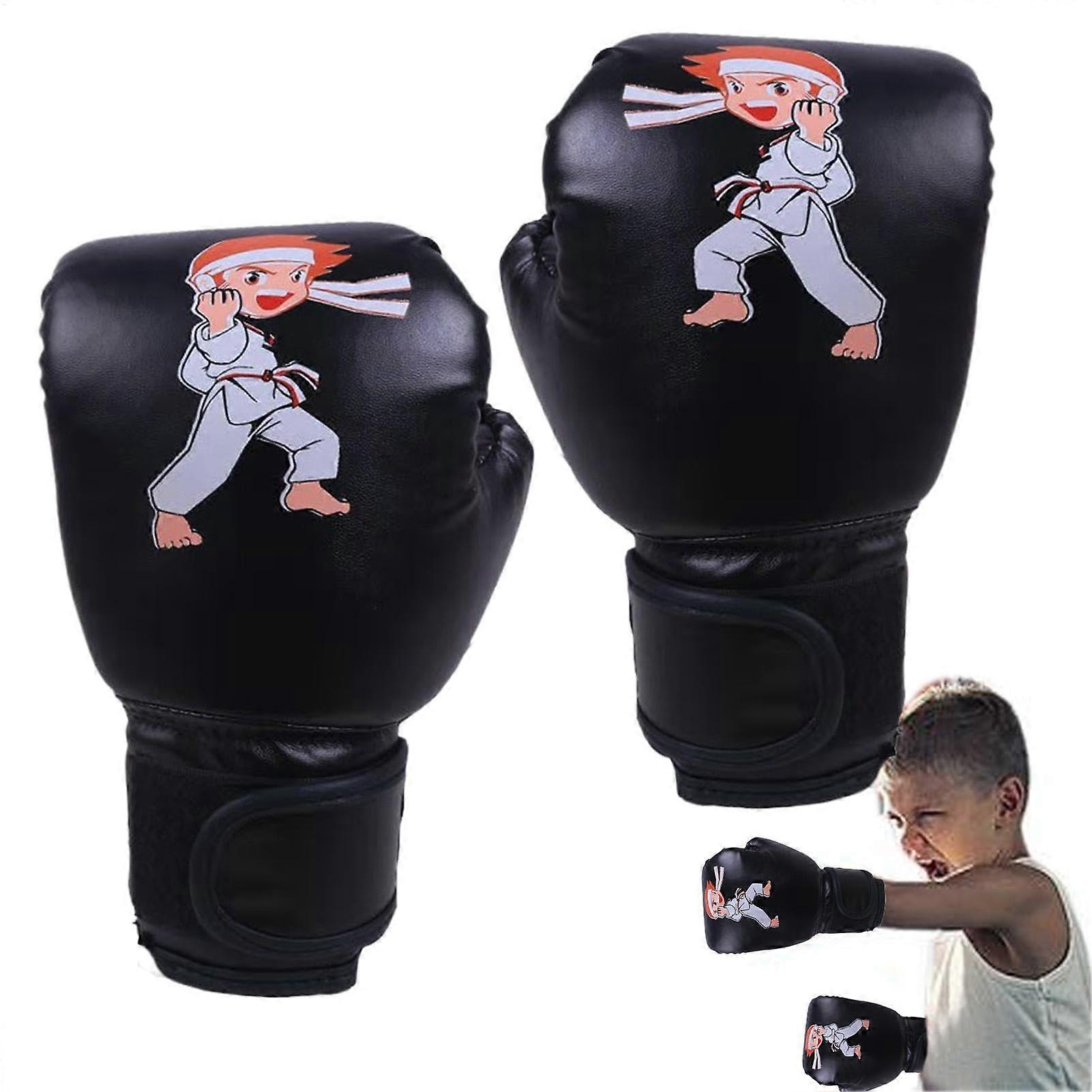 Boxing Gloves for Kids, Breathable Batting Gloves, Punching Bag, Kickboxing Training, Youth Black