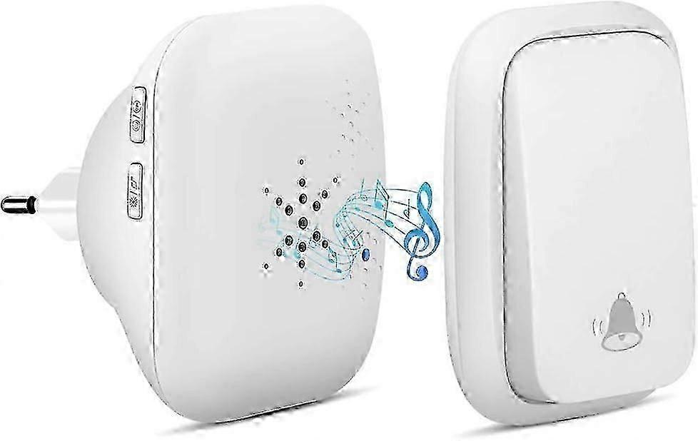 Wireless Doorbell, Self Powered Doorbell No Battery Required Wireless Door Chime, 150m Range Waterproof Push Button with 38 Chimes, 4 Level Volume and