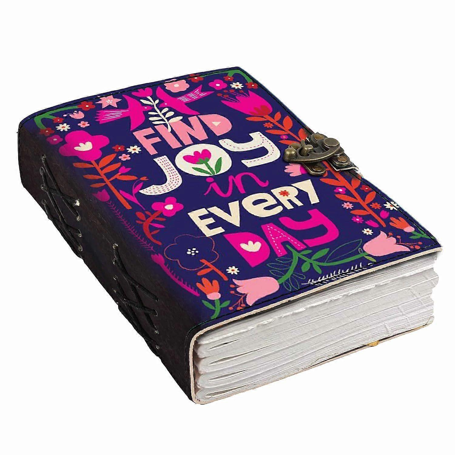 Leather Find Joy in Every Day Printed Blank Pages Journal Diary for Personal & Office Use Planner Blank Diary (7 x 5 Inch)