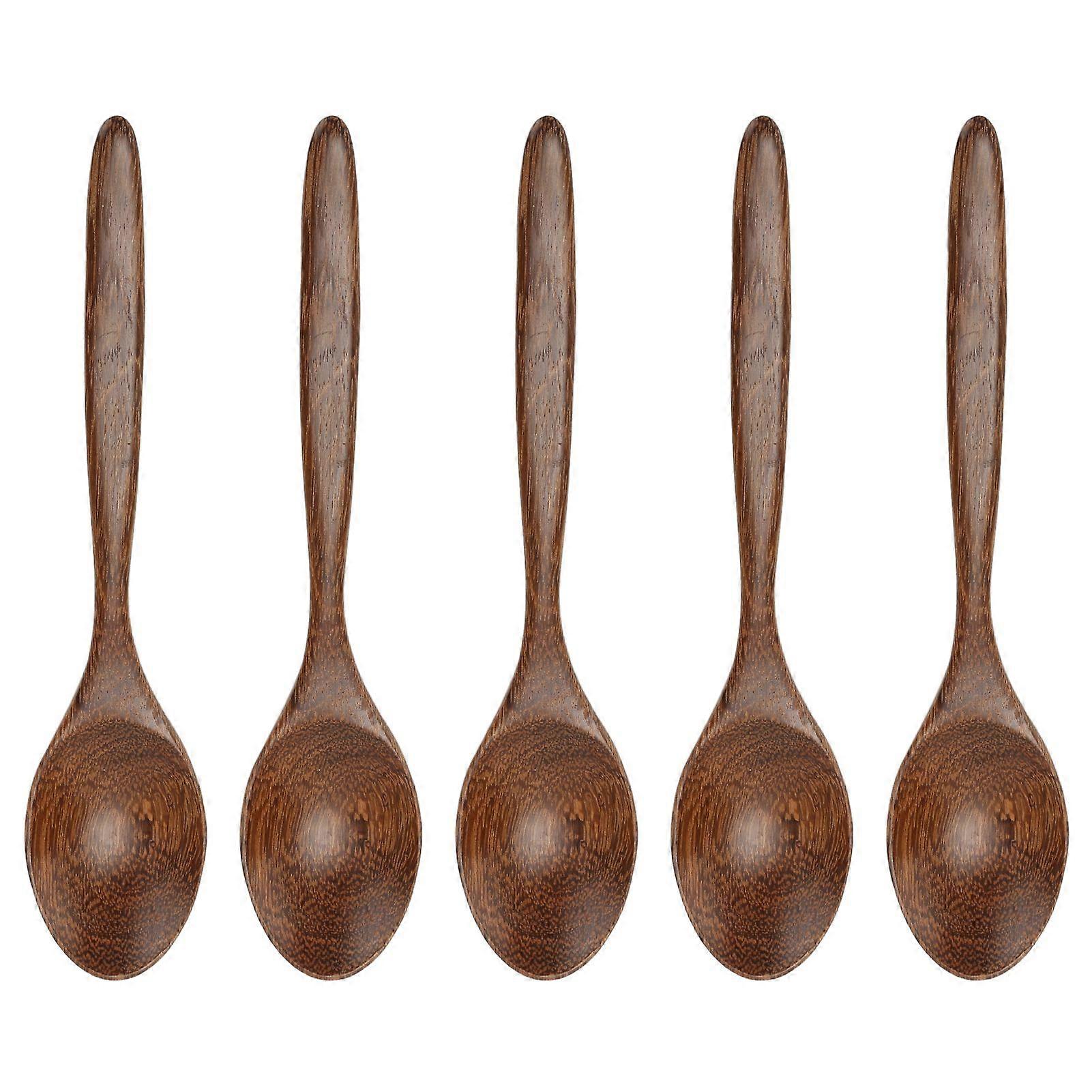 2025 Latest Model 5Pcs Wood Spoon Natural Smooth No Burr Sturdy Durable