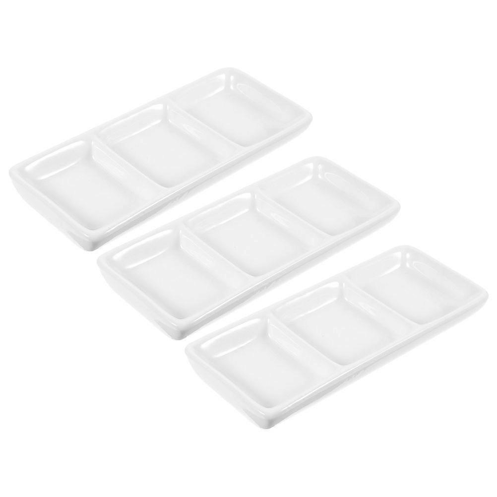 Kitchen Seasoning Sauce Dishes Ceramic Tray Rectangular For Table Decorations Friends 4Pcs