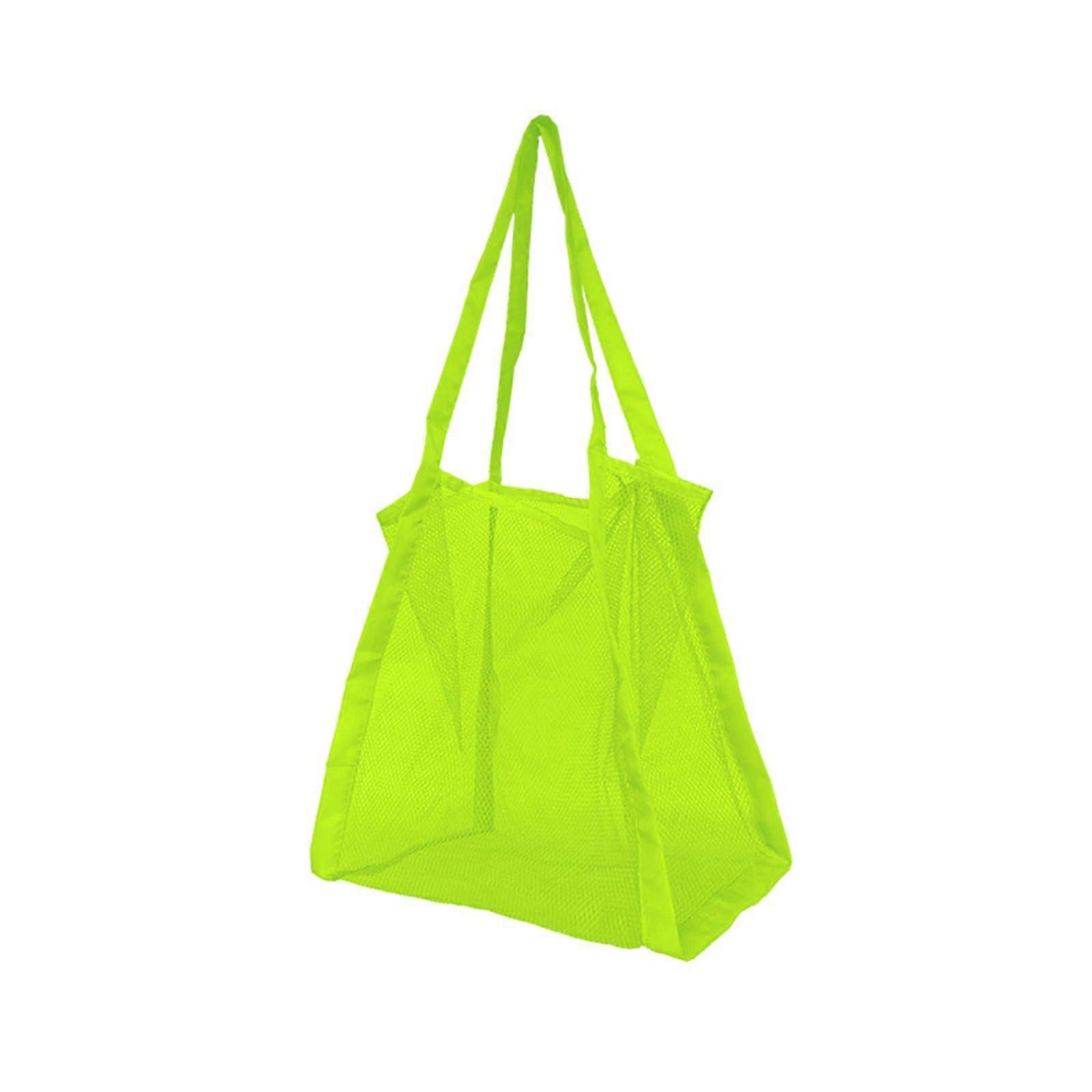 Storage bag for beach toys, waterproof nylon mesh bag for easy organization and quick drying with comfortable shoulder strap, fluorescent green