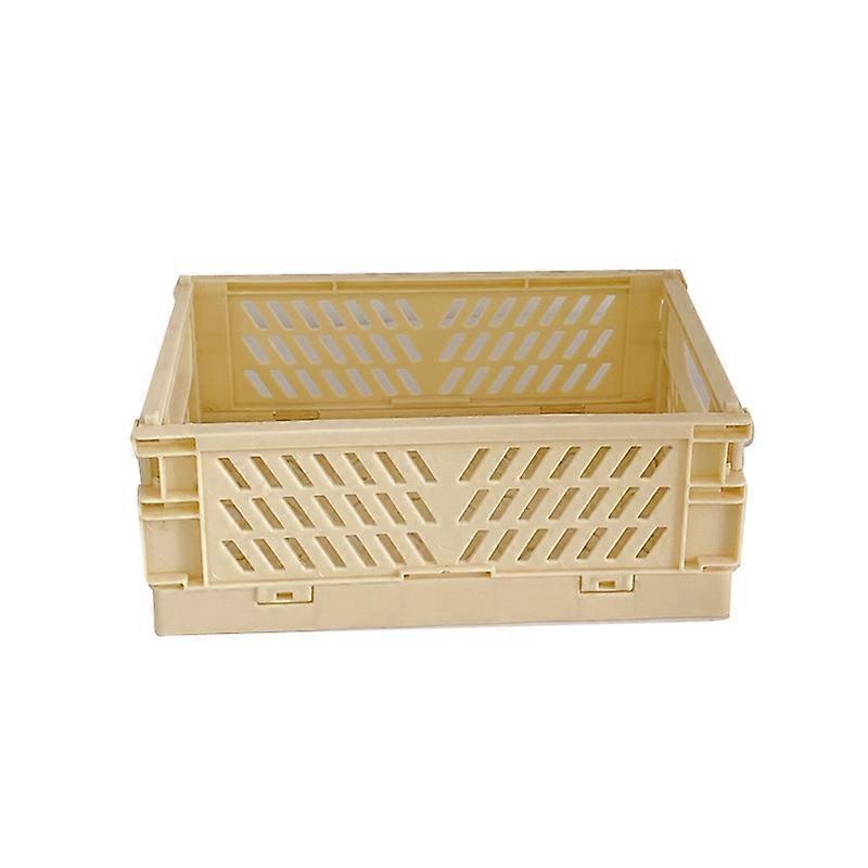 Student Desktop Organizer Folding Plastic Storage Box, Size: Small (Yellow)
