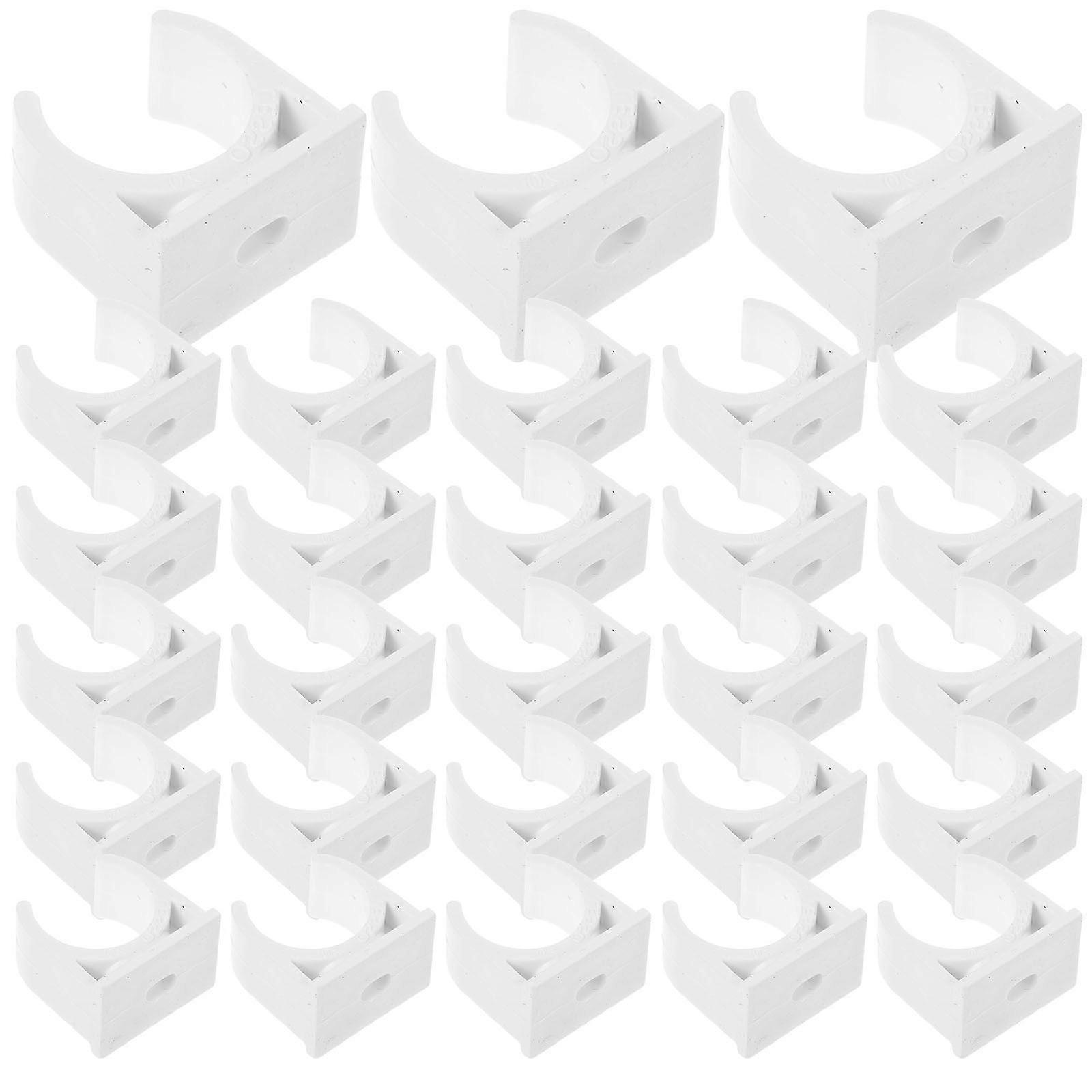 50pcs U Shape 20MM Pipe Clamp Fixed Pipe Support Riding Horse Clamp Clasp (White)